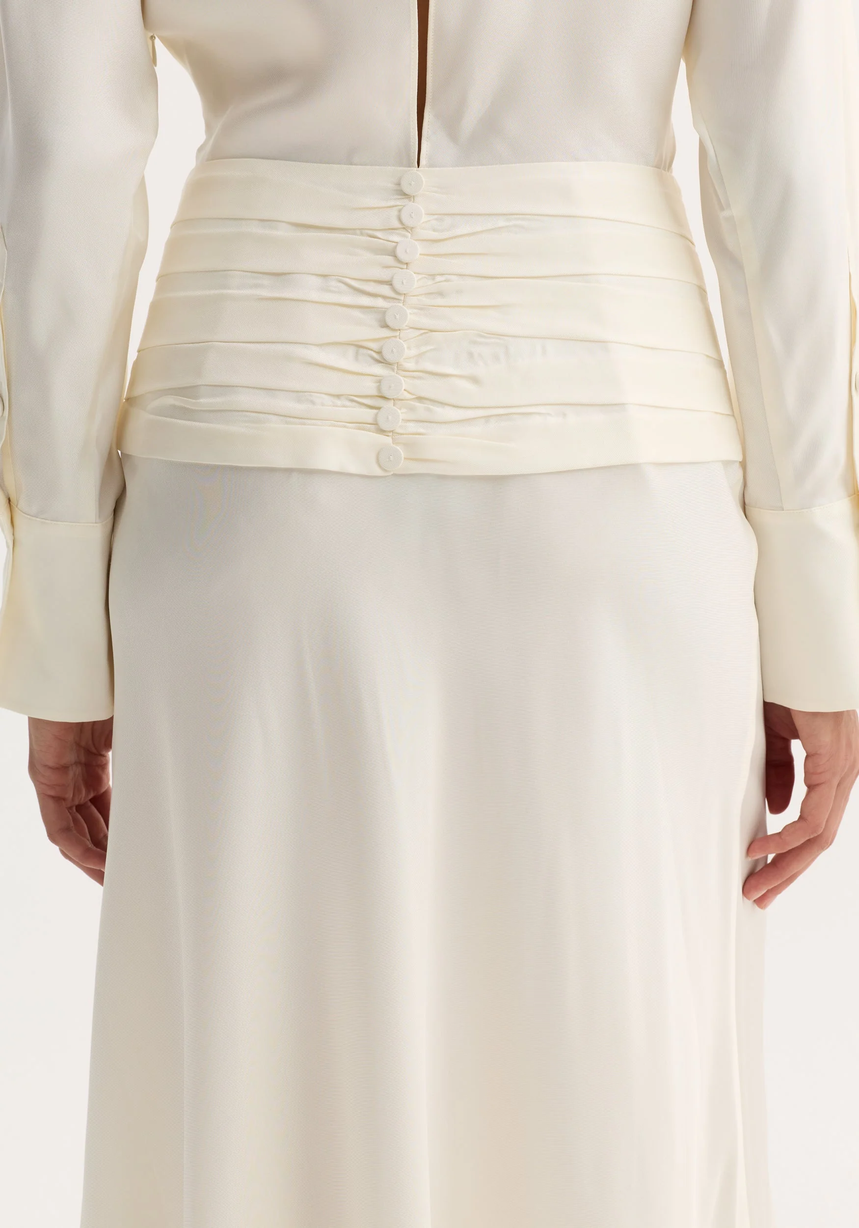 ROHE - Tuxedo silk dress | cream - Image 5