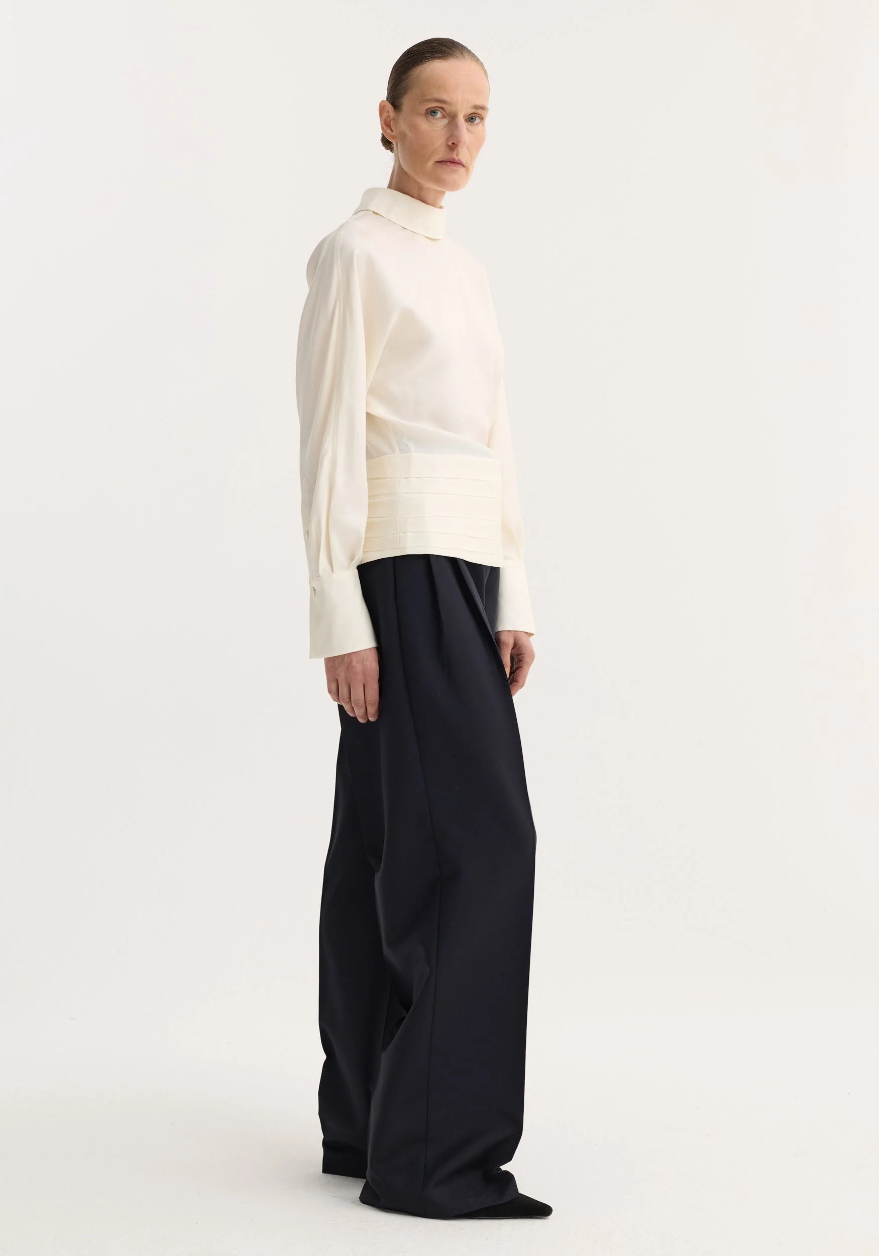 ROHE - Tuxedo silk top | cream - Image 4