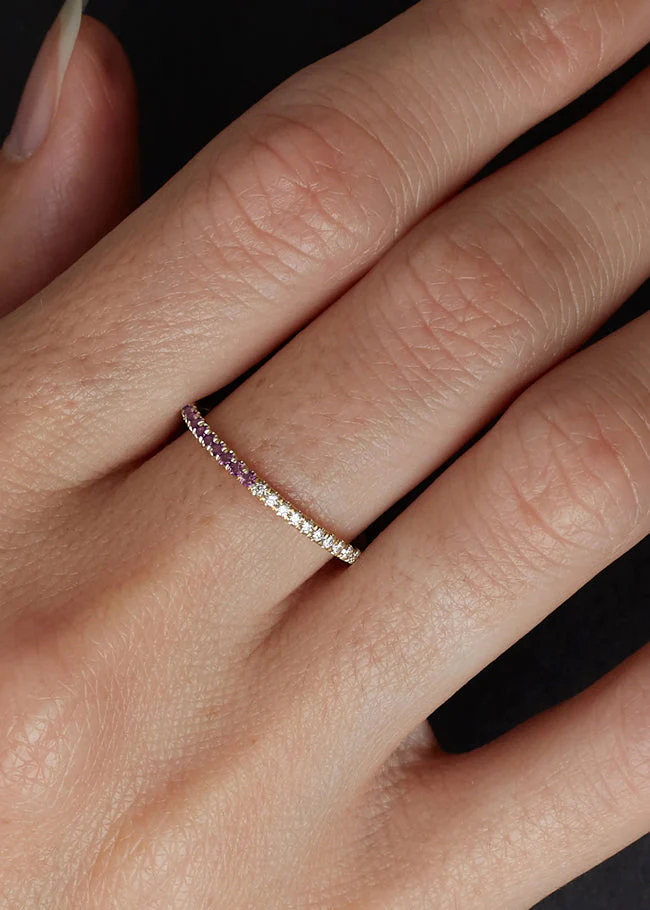 Kinn - Two In One Pavé Birthstone Ring Amethyst - Image 2