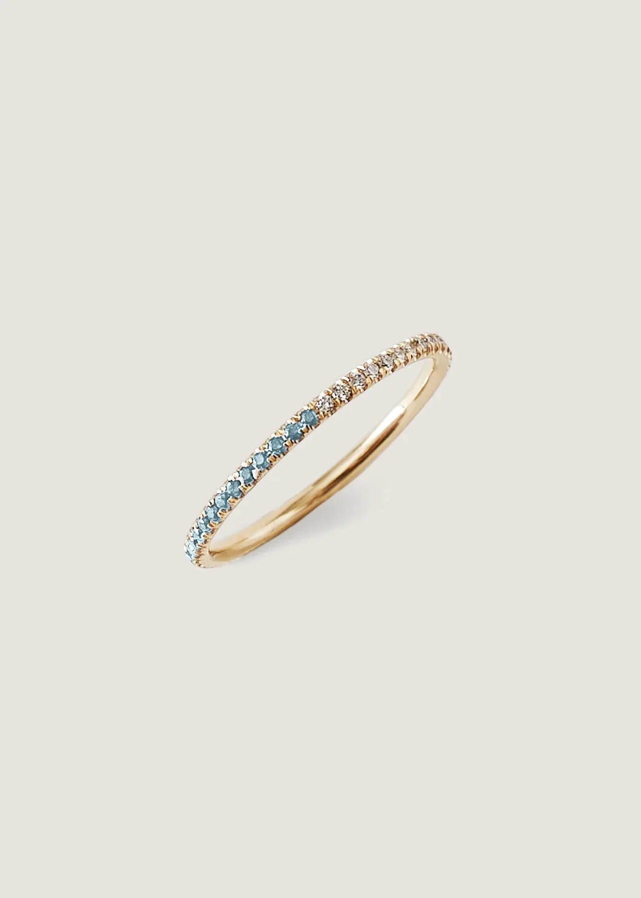 Kinn - Two In One Pavé Birthstone Ring Aquamarine - Image 3