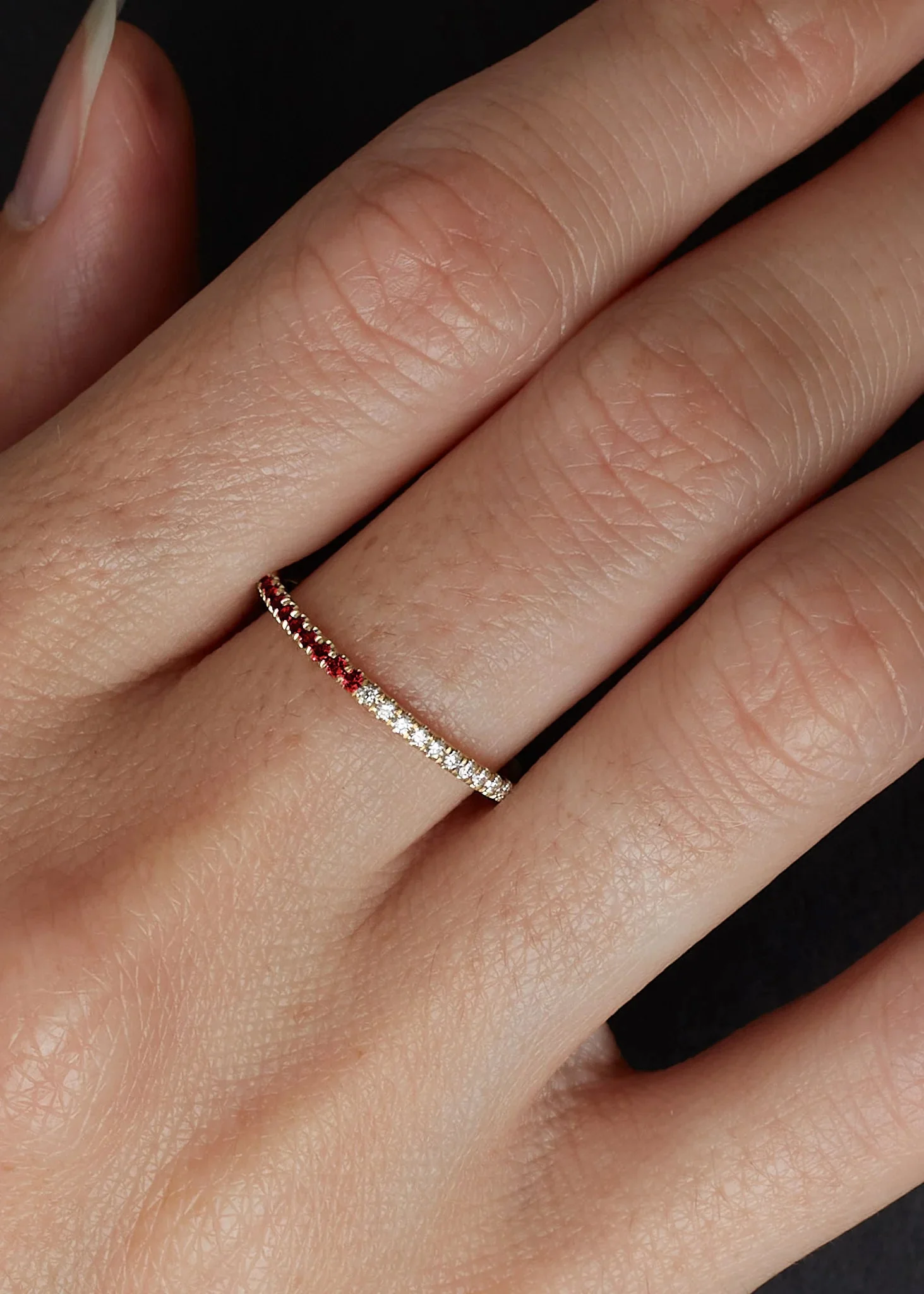 Kinn - Two In One Pavé Birthstone Ring Ruby - Image 2