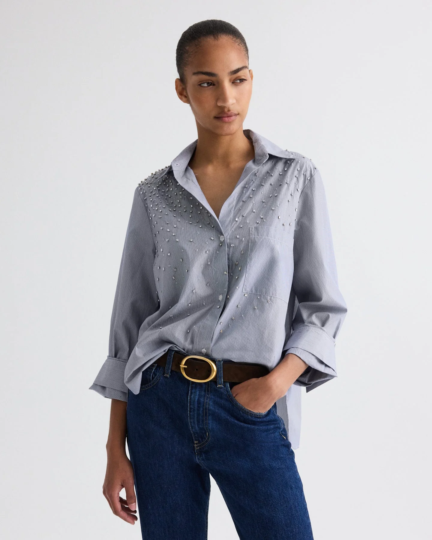 TWP - Next Morning Shirt with Crystals in Baroness Stripe - Image 3