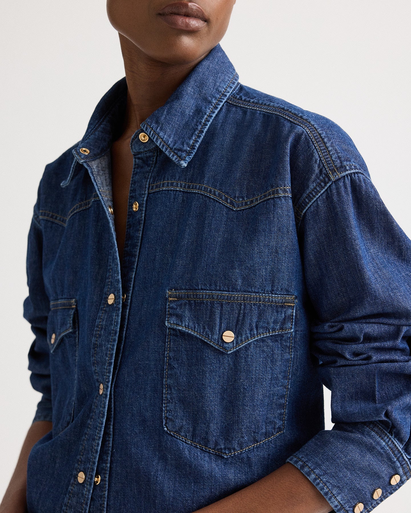 TWP - OG Supersized Ranchers Shirt in Denim Shirting - Image 2