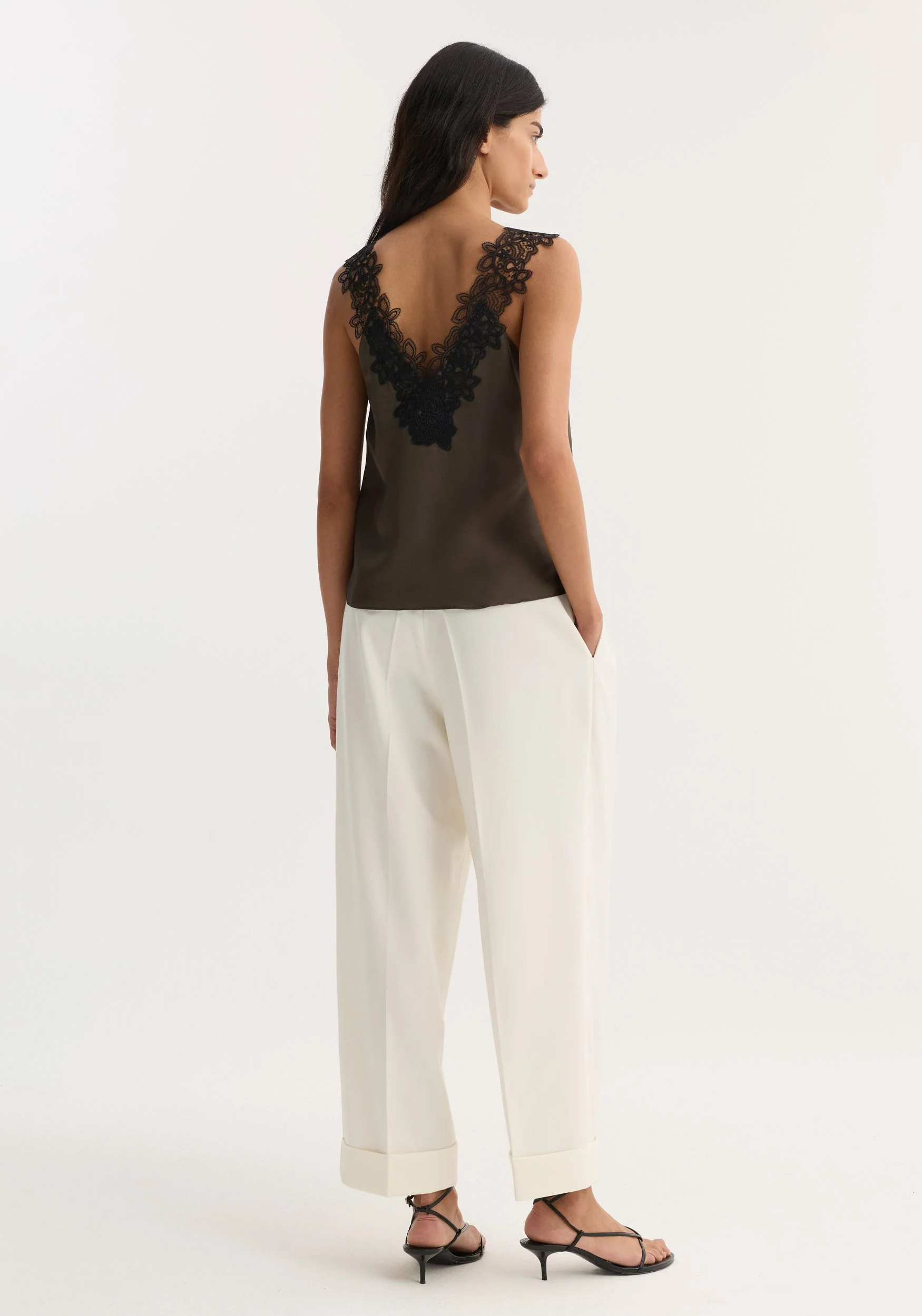 ROHE - V - neck silk lace top | earth - Image 5