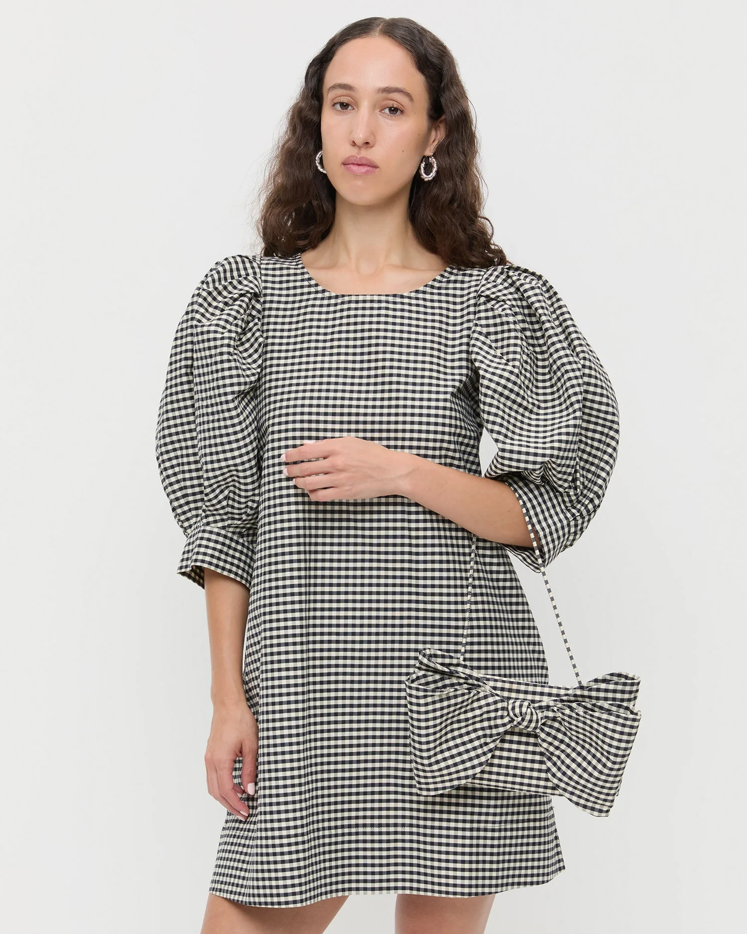 Loeffler Randall - Valerie Black/White Gingham Bow Bag - Image 5