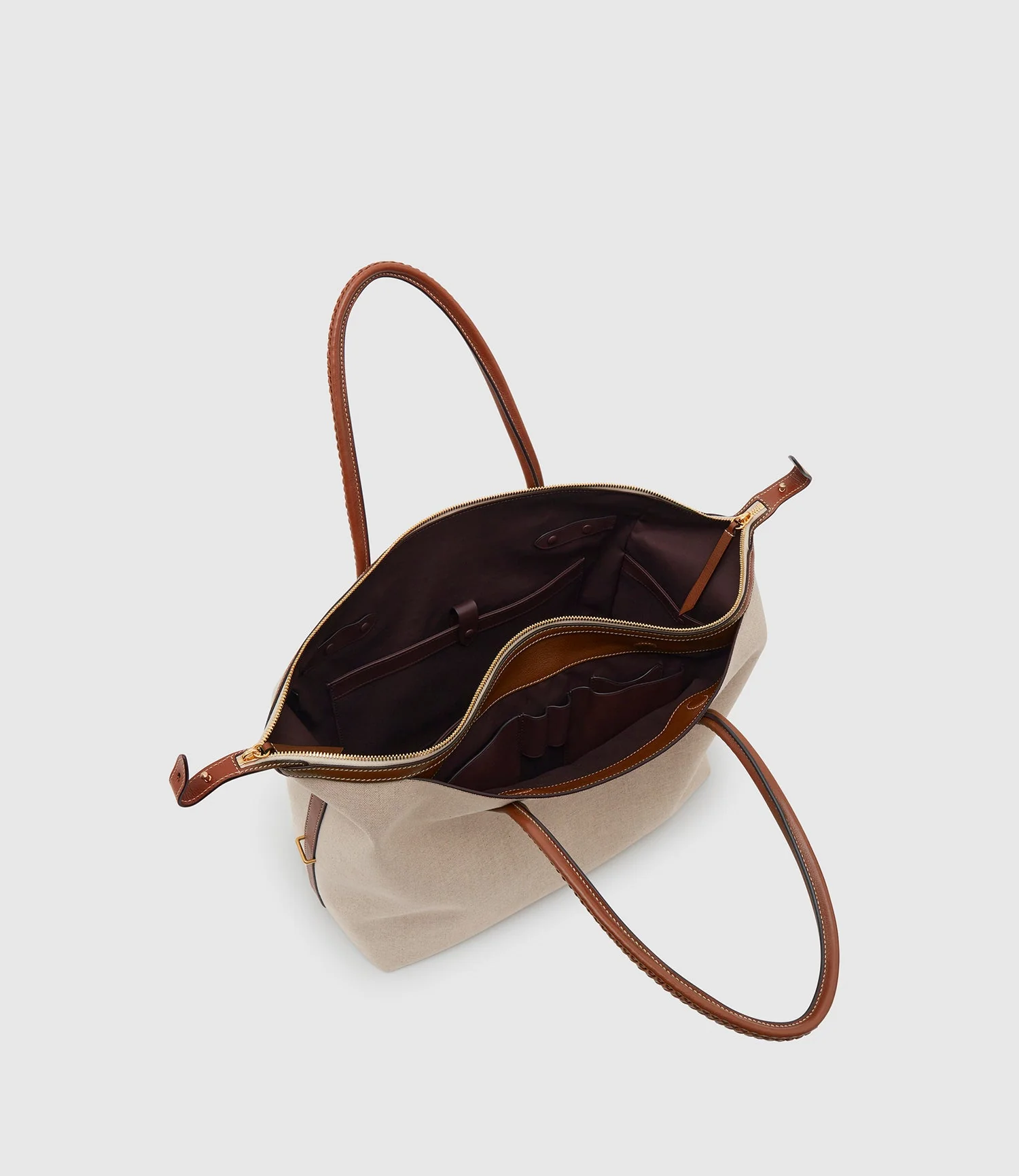 Metier - Vérité All Day Bag Natural Linen with Cognac - Image 3