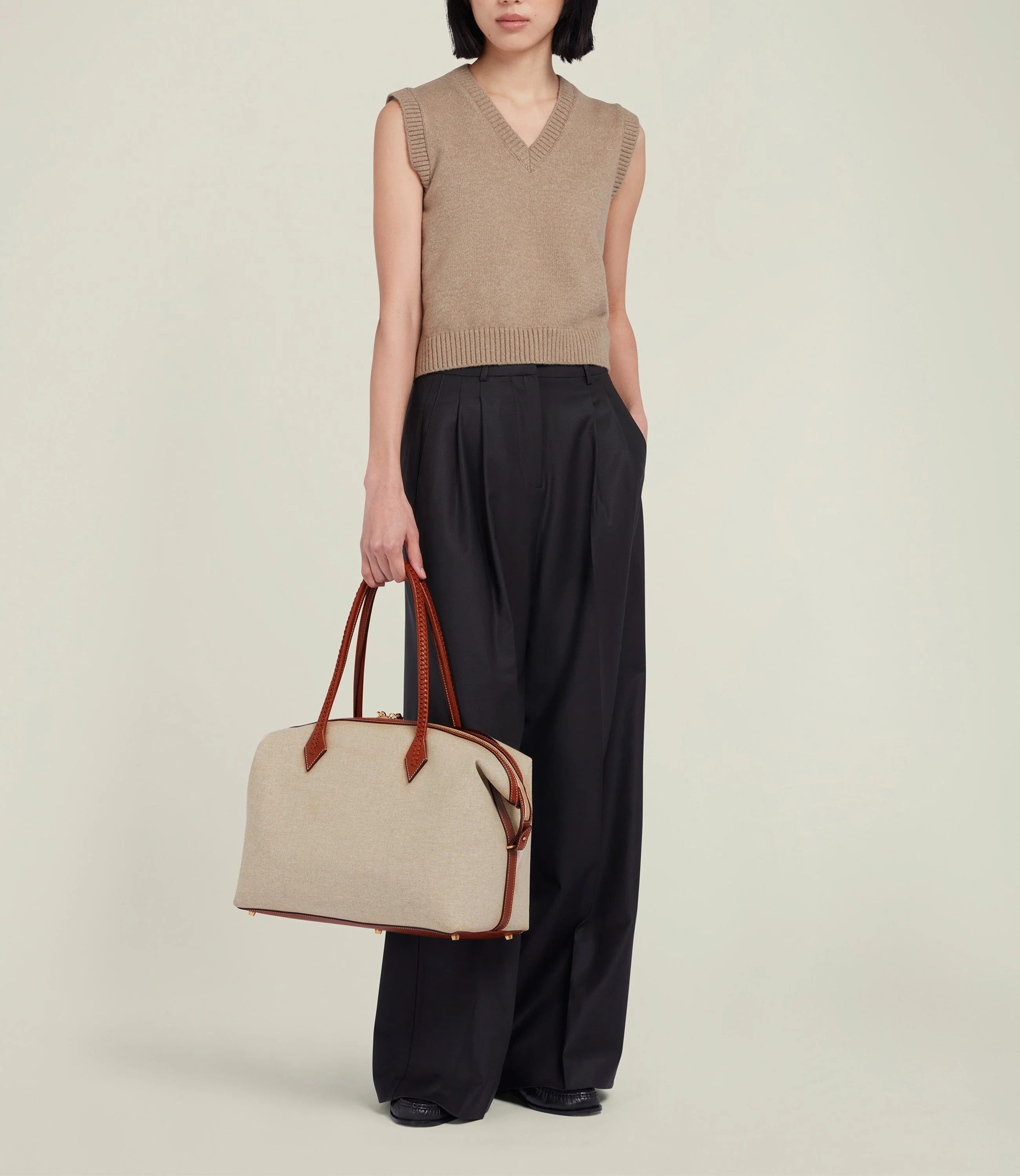 Metier - Vérité All Day Bag Natural Linen with Cognac - Image 4