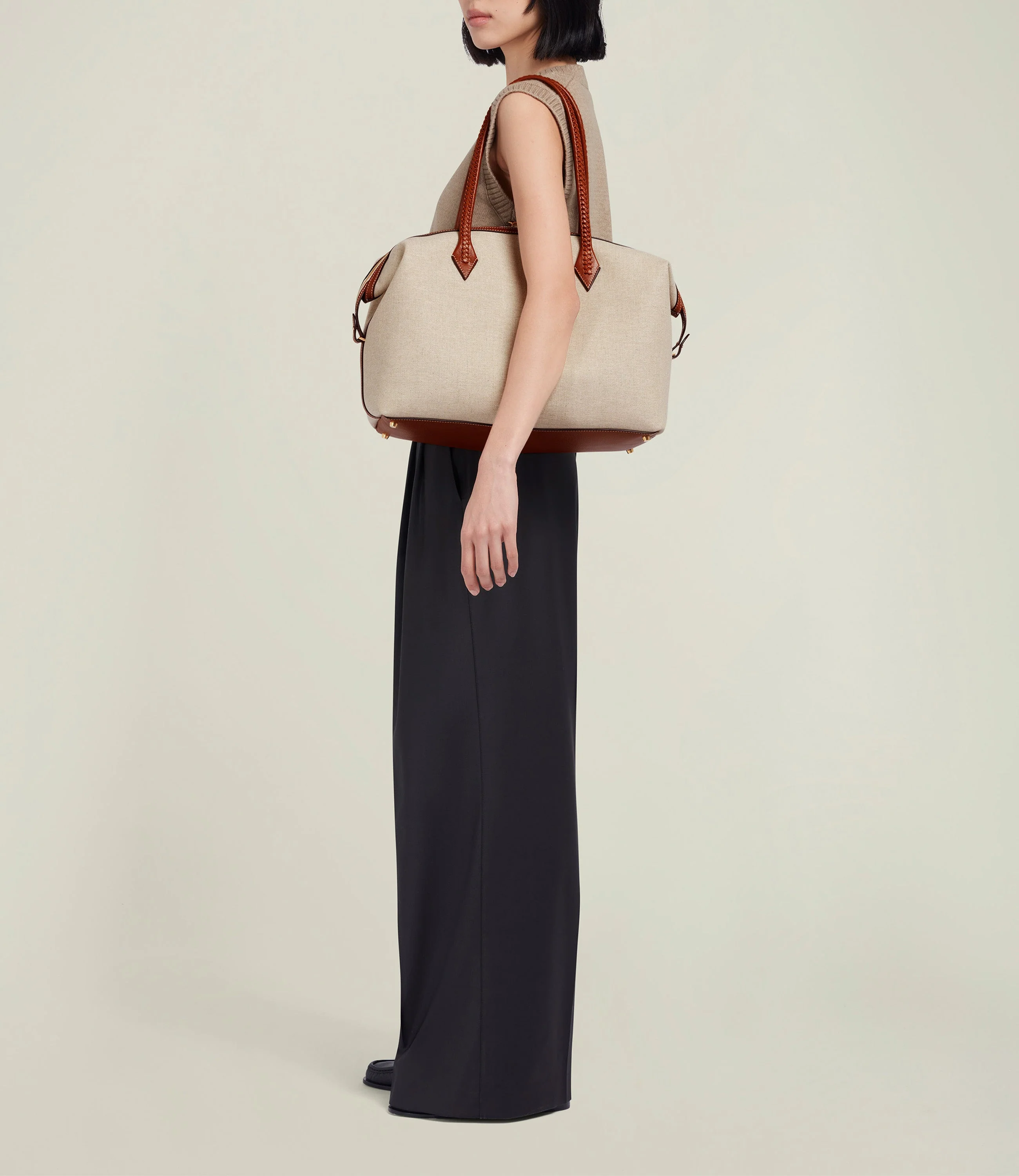 Metier - Vérité All Day Bag Natural Linen with Cognac - Image 5