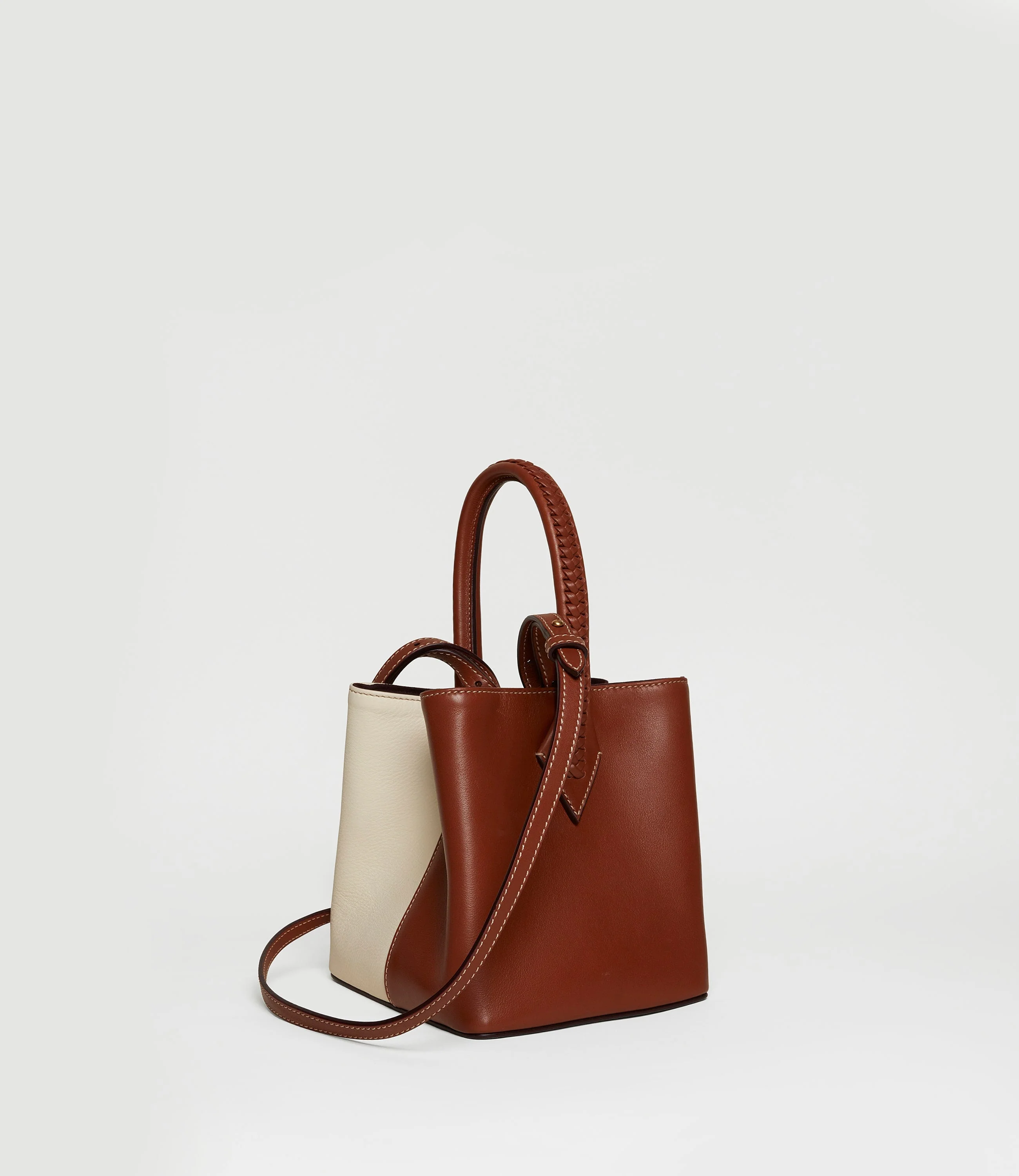 Metier - Vérité Mini Collapsible Tote Bag Smooth Calfskin White Sand Cognac - Image 2