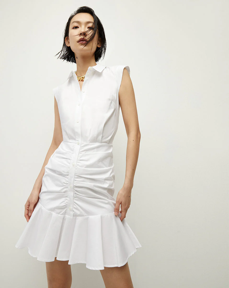 Veronica Beard - Bell Button Down Ruched Shirtdress