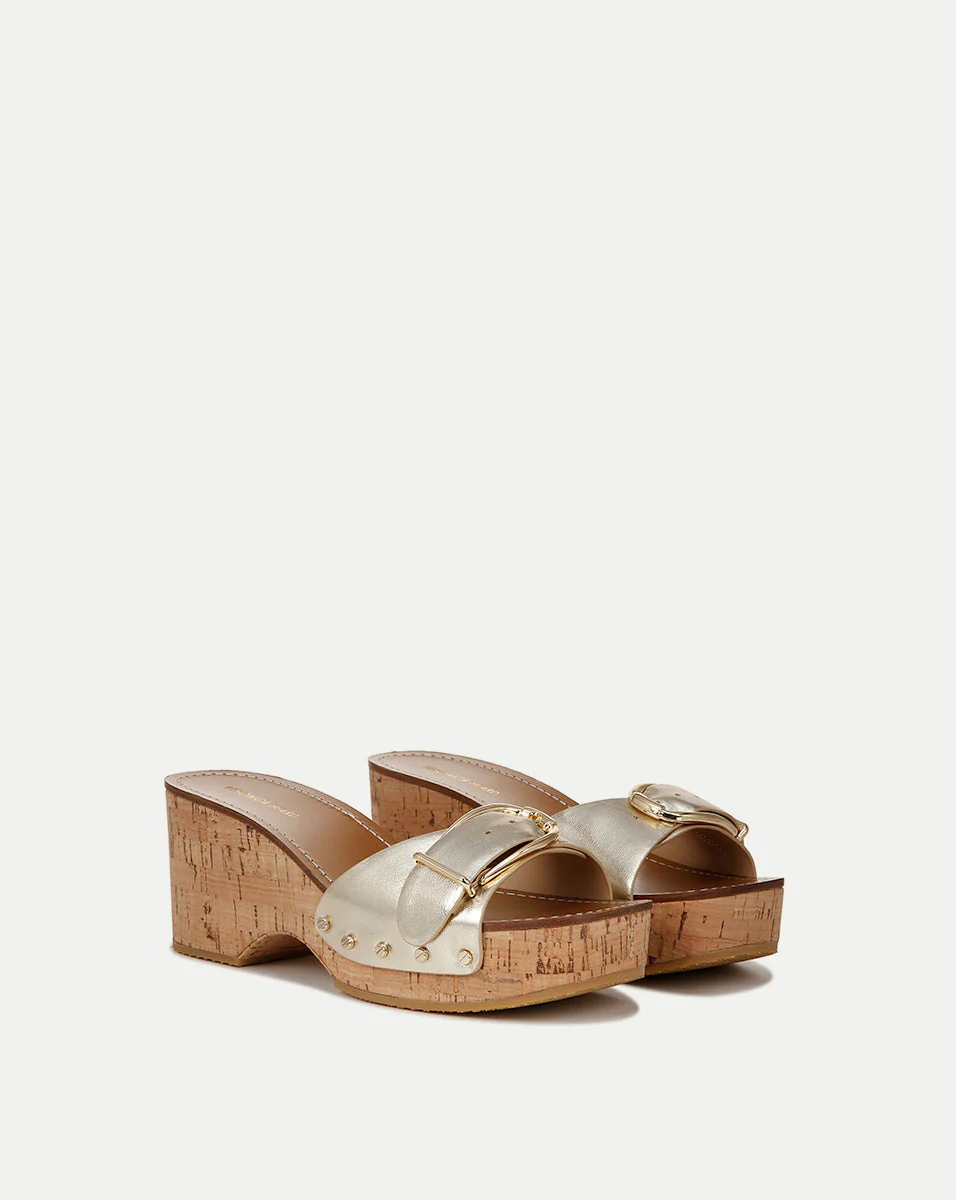 Veronica Beard - Dallas Metallic Leather Buckle Sandal - Image 2