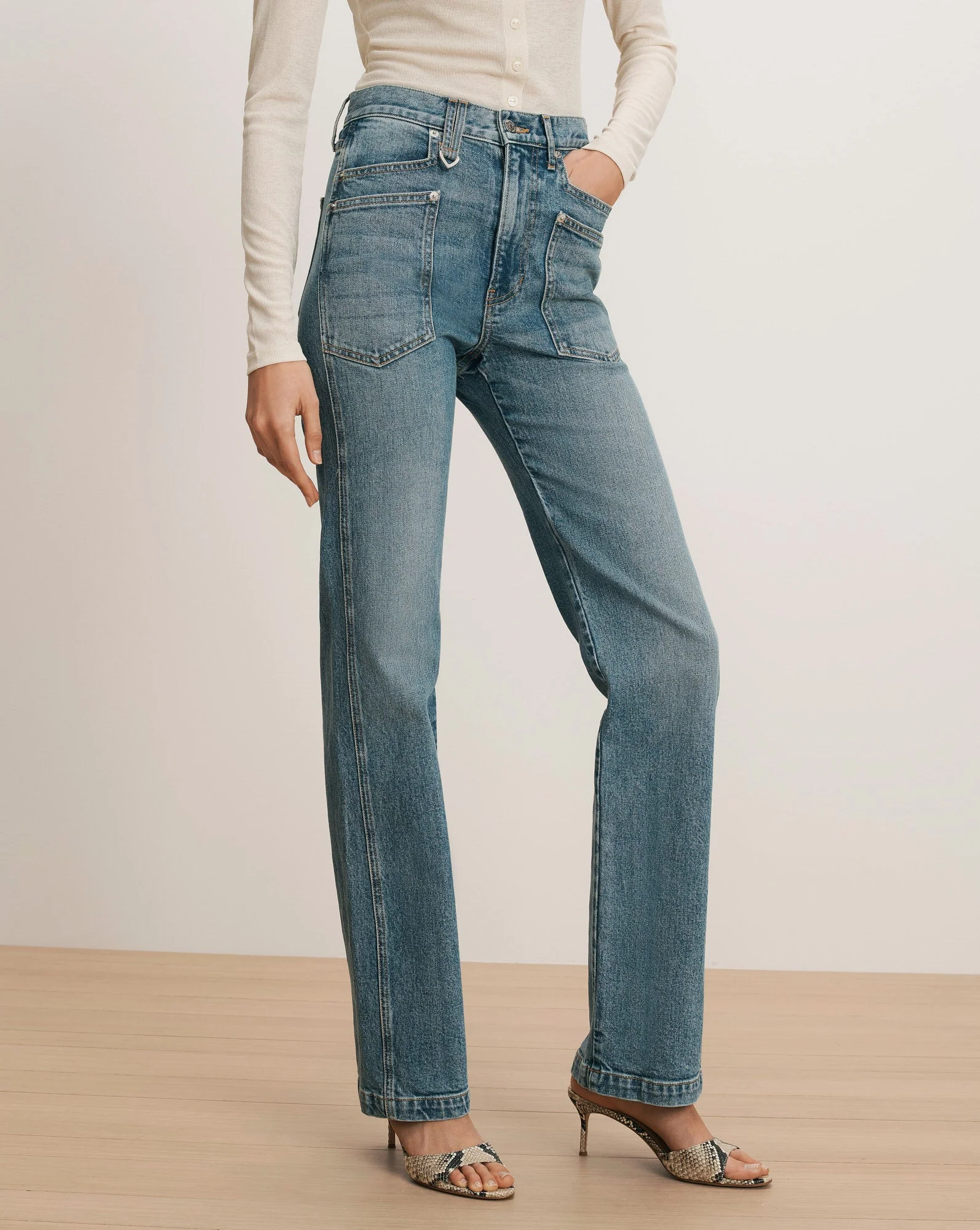 Veronica Beard - Dylan Patch - Pocket Straight - Leg Jean - Image 2