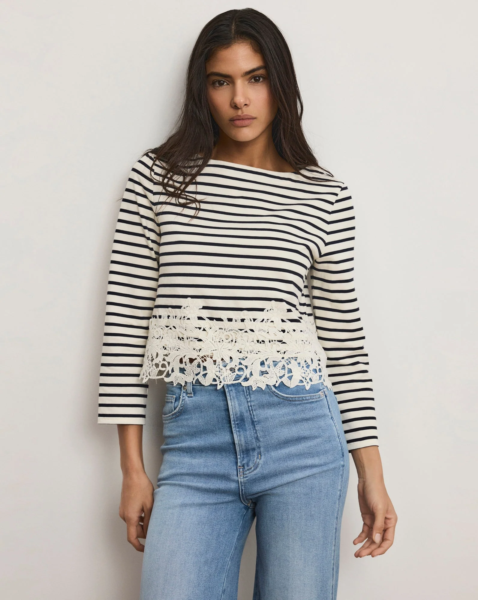 Veronica Beard - Hovey Striped Lace T - Shirt