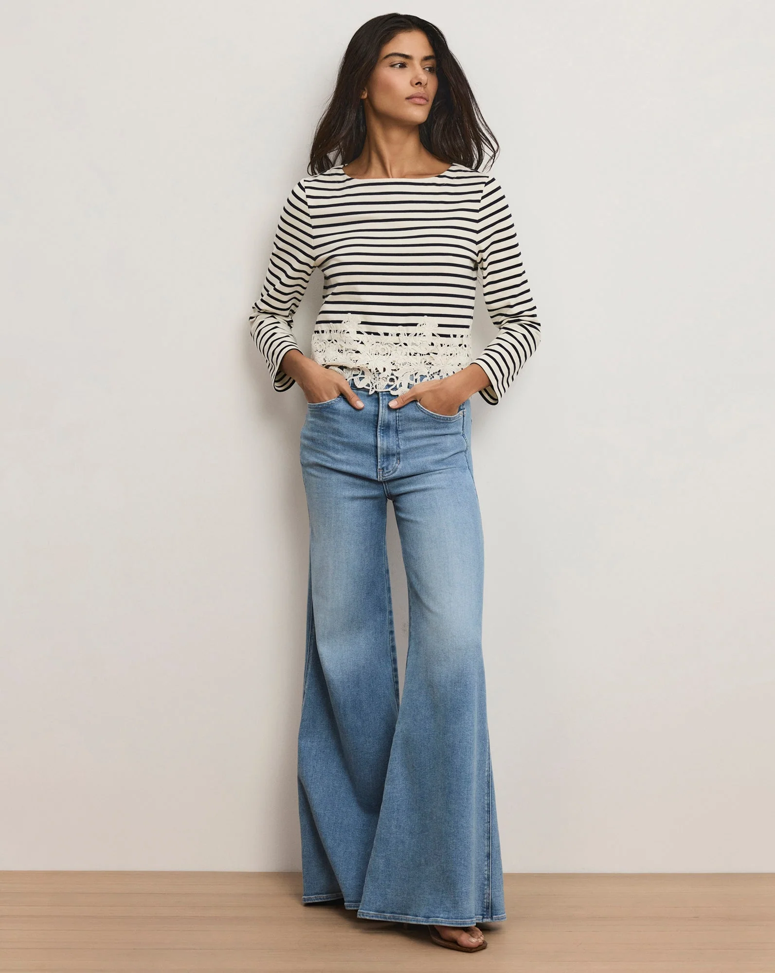Veronica Beard - Hovey Striped Lace T - Shirt - Image 2