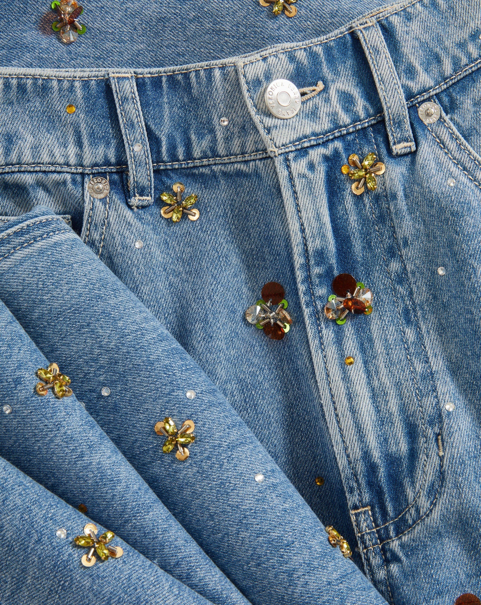 Veronica Beard - Kasey Embellished Wide - Leg Jean - Image 3