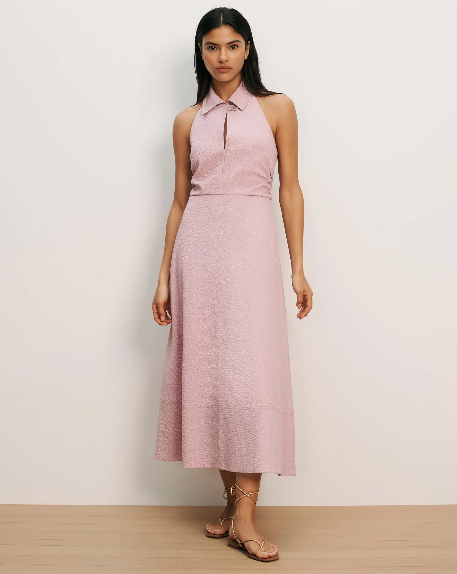 Veronica Beard - Mackey Seersucker Halter Midi Dress