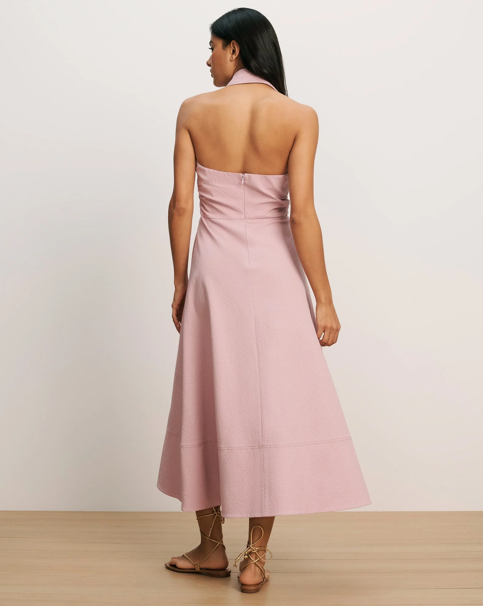 Veronica Beard - Mackey Seersucker Halter Midi Dress - Image 4