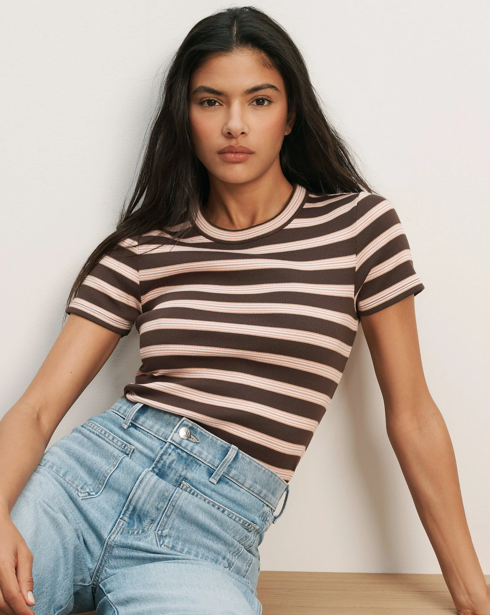 Veronica Beard - Pruitt Striped Ribbed T - Shirt