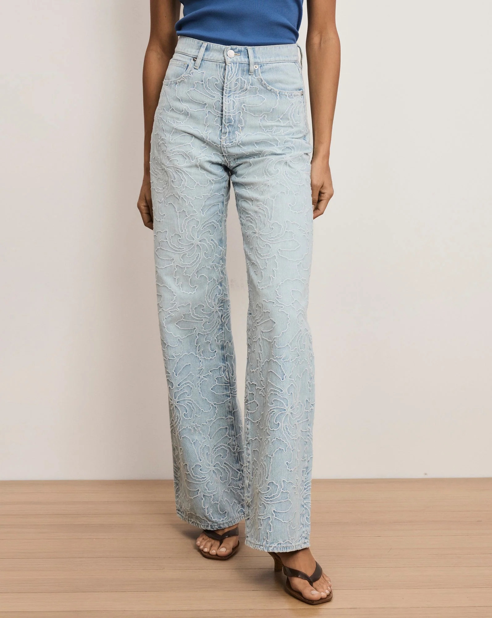 Veronica Beard - Taylor Embroidered Wide - Leg Jean - Image 2