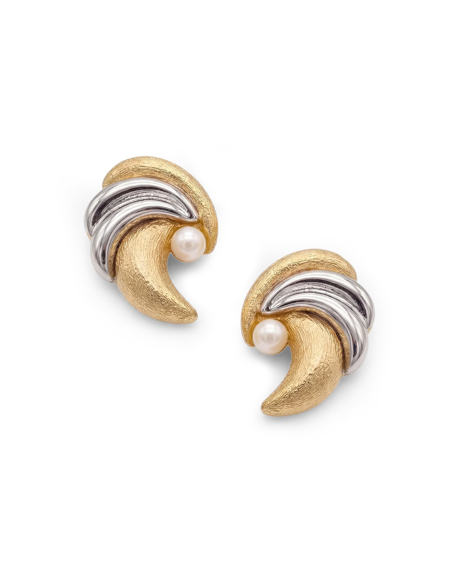 Veronica Beard - Vintage Two Tone Clip On Earrings - Image 5