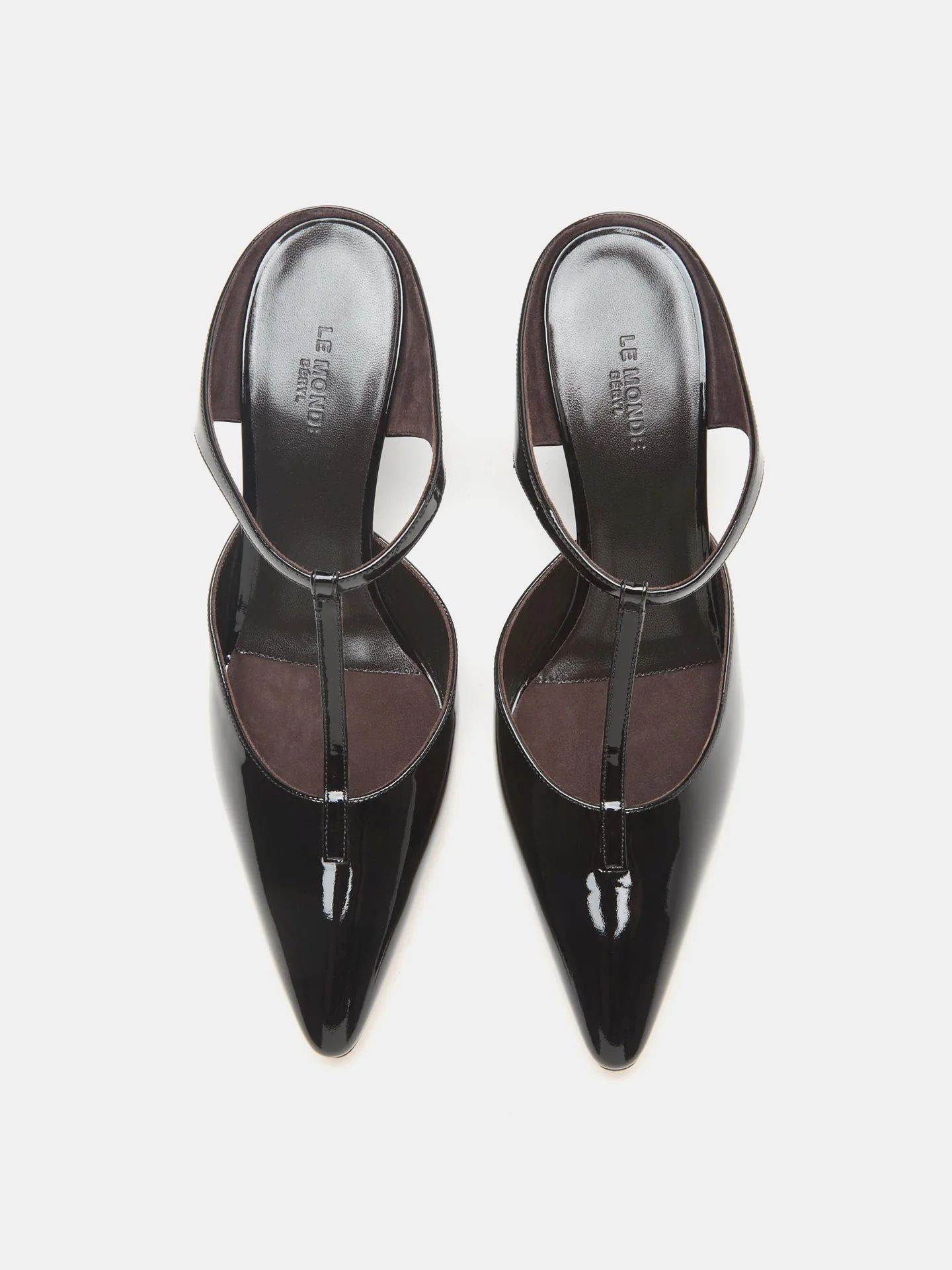 Le Monde Beryl - Victoria T-Bar Wedge / Black Vernice Leather - Image 3