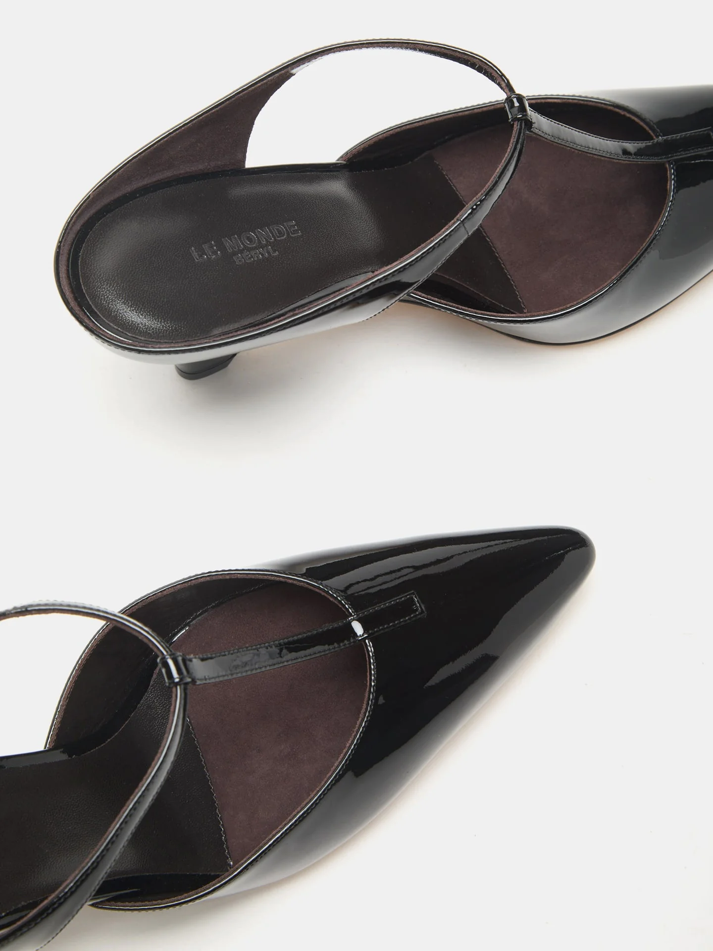 Le Monde Beryl - Victoria T-Bar Wedge / Black Vernice Leather - Image 4