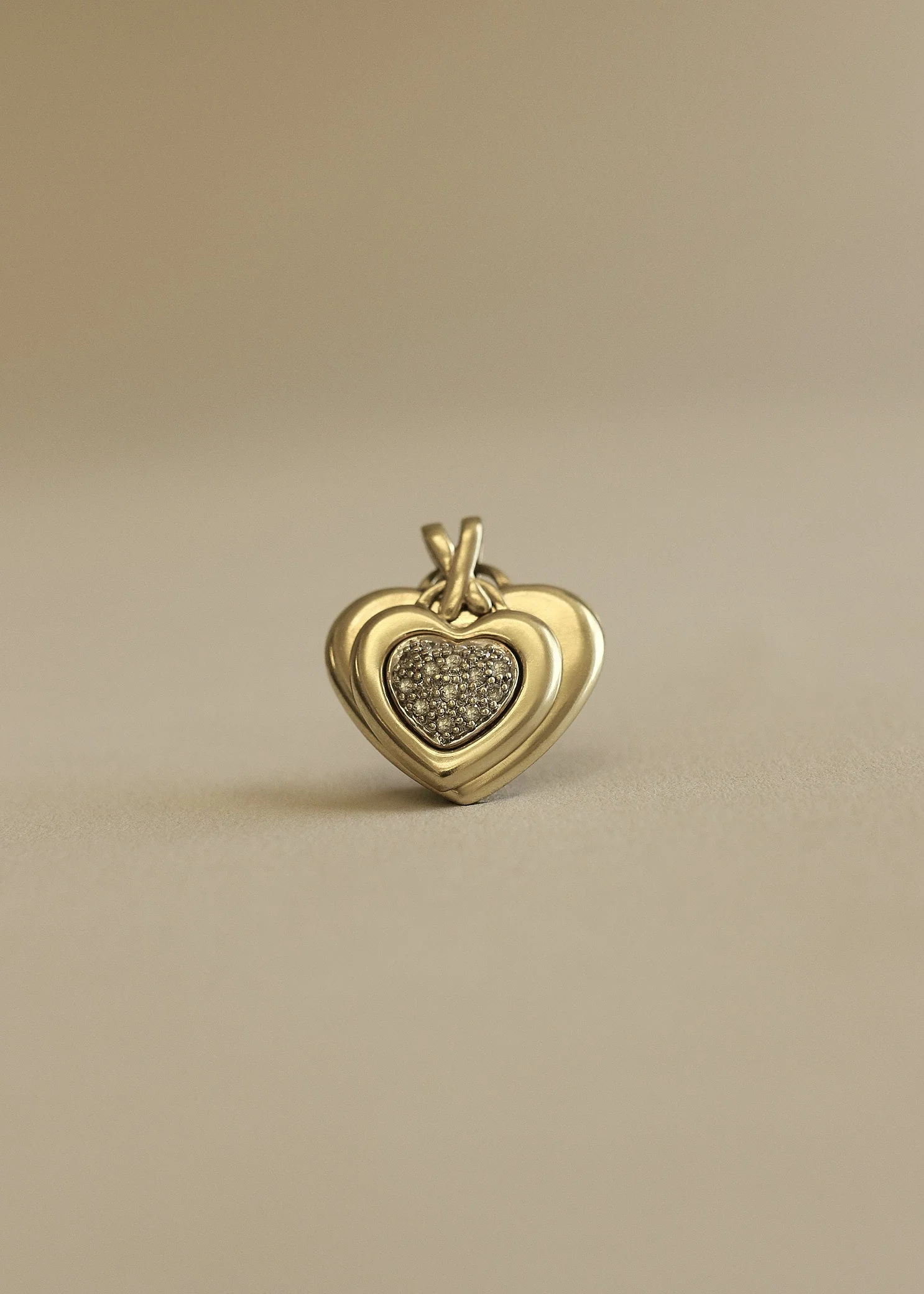 Kinn - Vintage Diamond Double Heart Pendant 10K