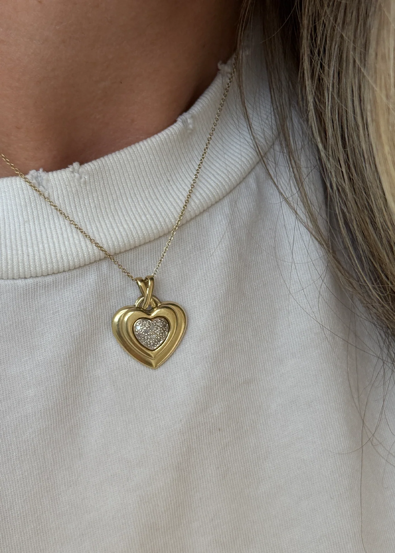 Kinn - Vintage Diamond Double Heart Pendant 10K - Image 10
