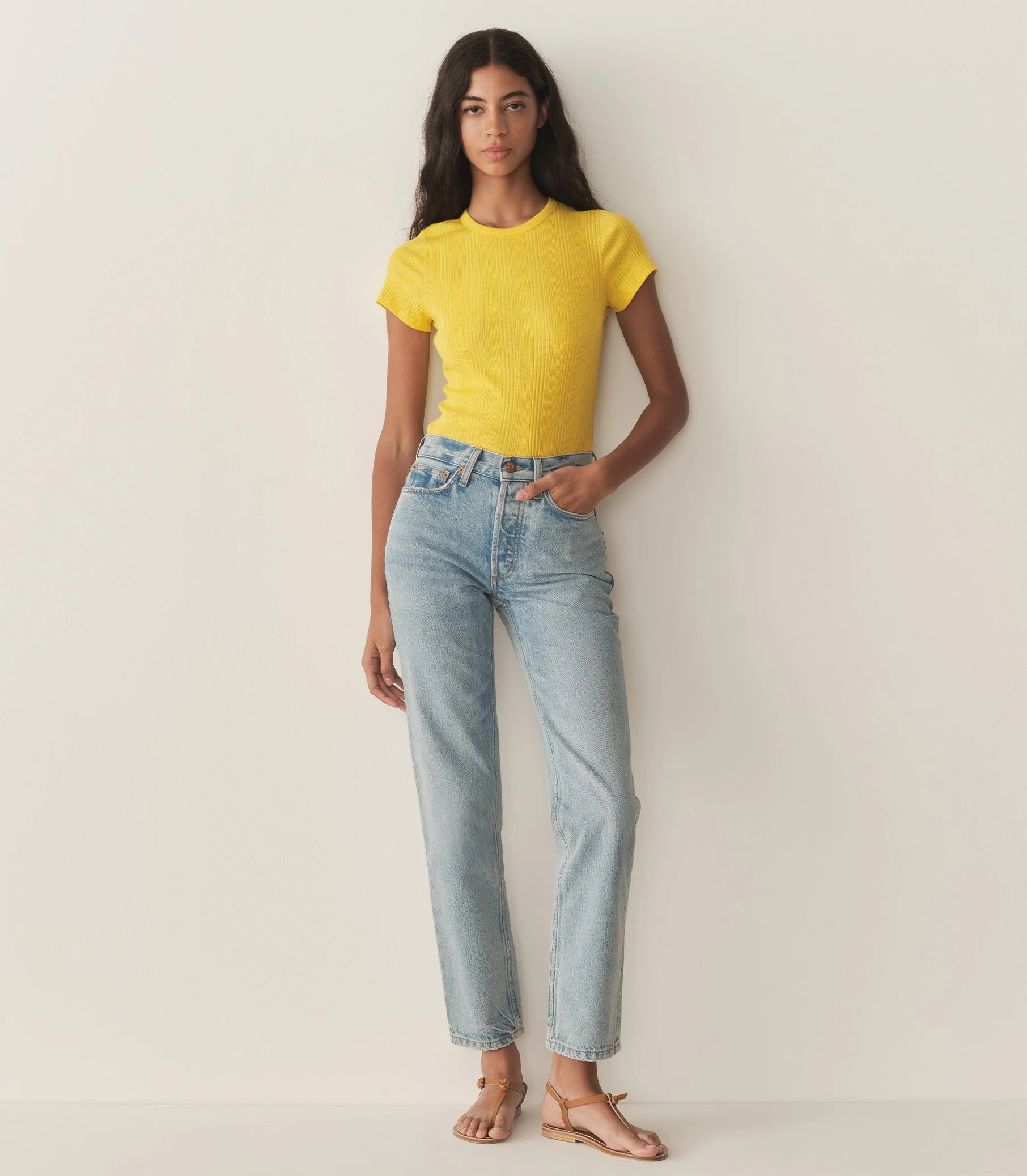 DÔEN - VIVI CASHMERE TEE -- CITRUS - Image 2