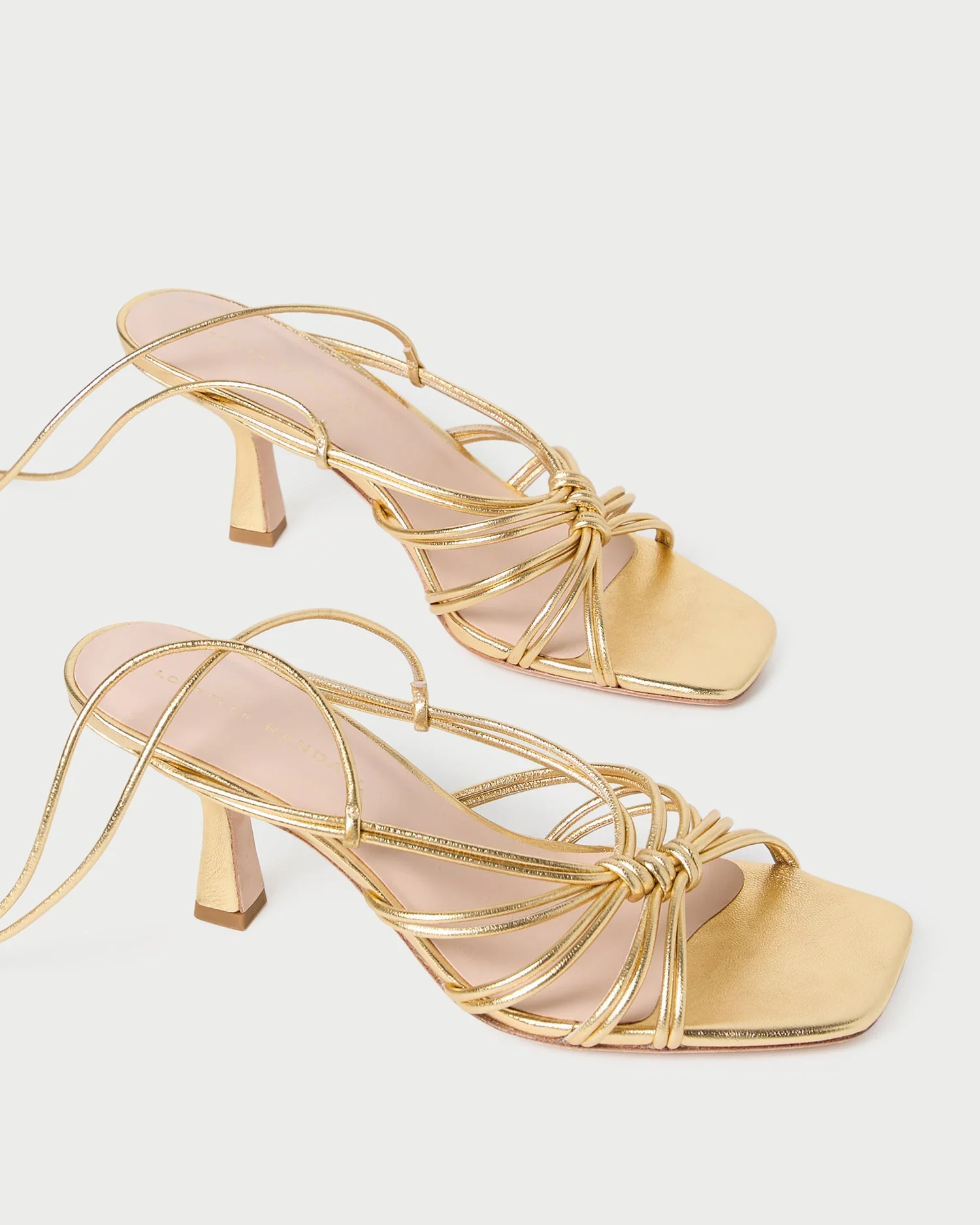 Loeffler Randall - Vivienne Gold Lace - Up Heeled Sandal - Image 4
