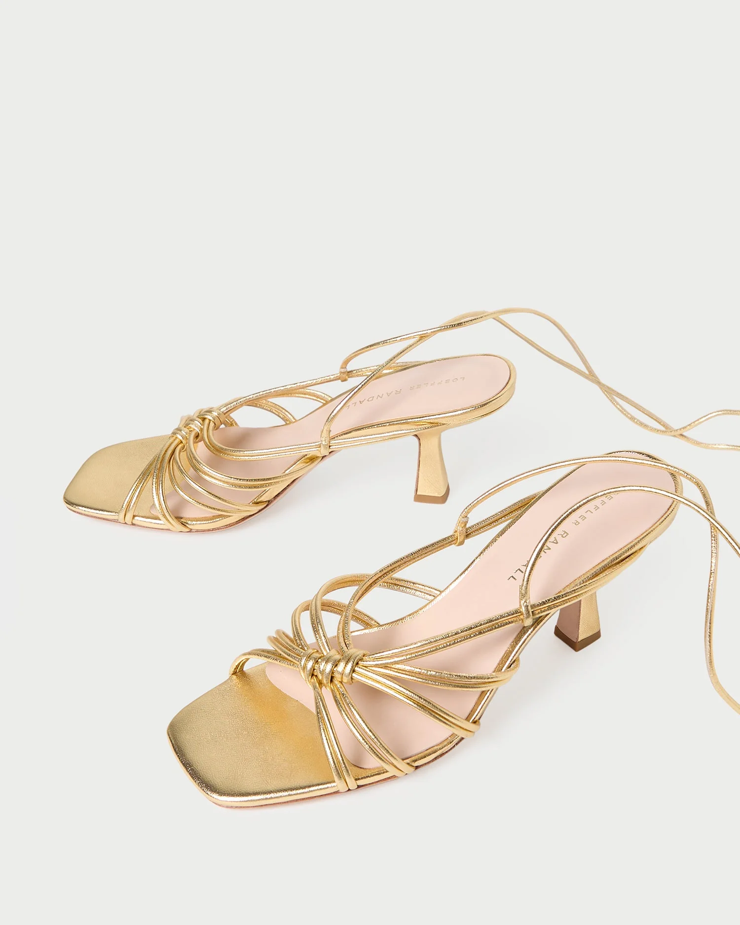 Loeffler Randall - Vivienne Gold Lace - Up Heeled Sandal - Image 5