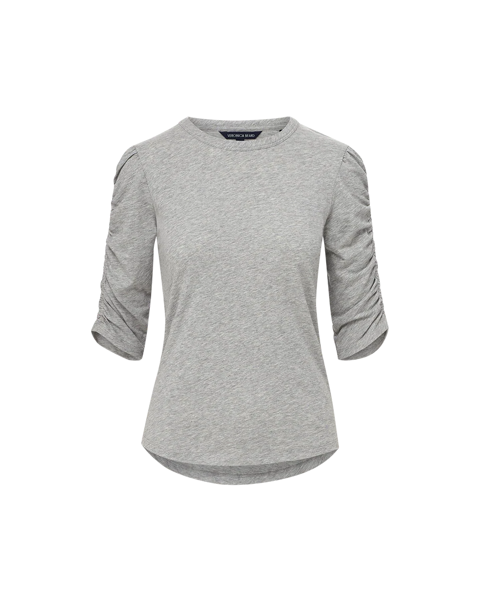 Veronica Beard - Waldorf Ruched - Sleeve Slub T - Shirt - Image 5