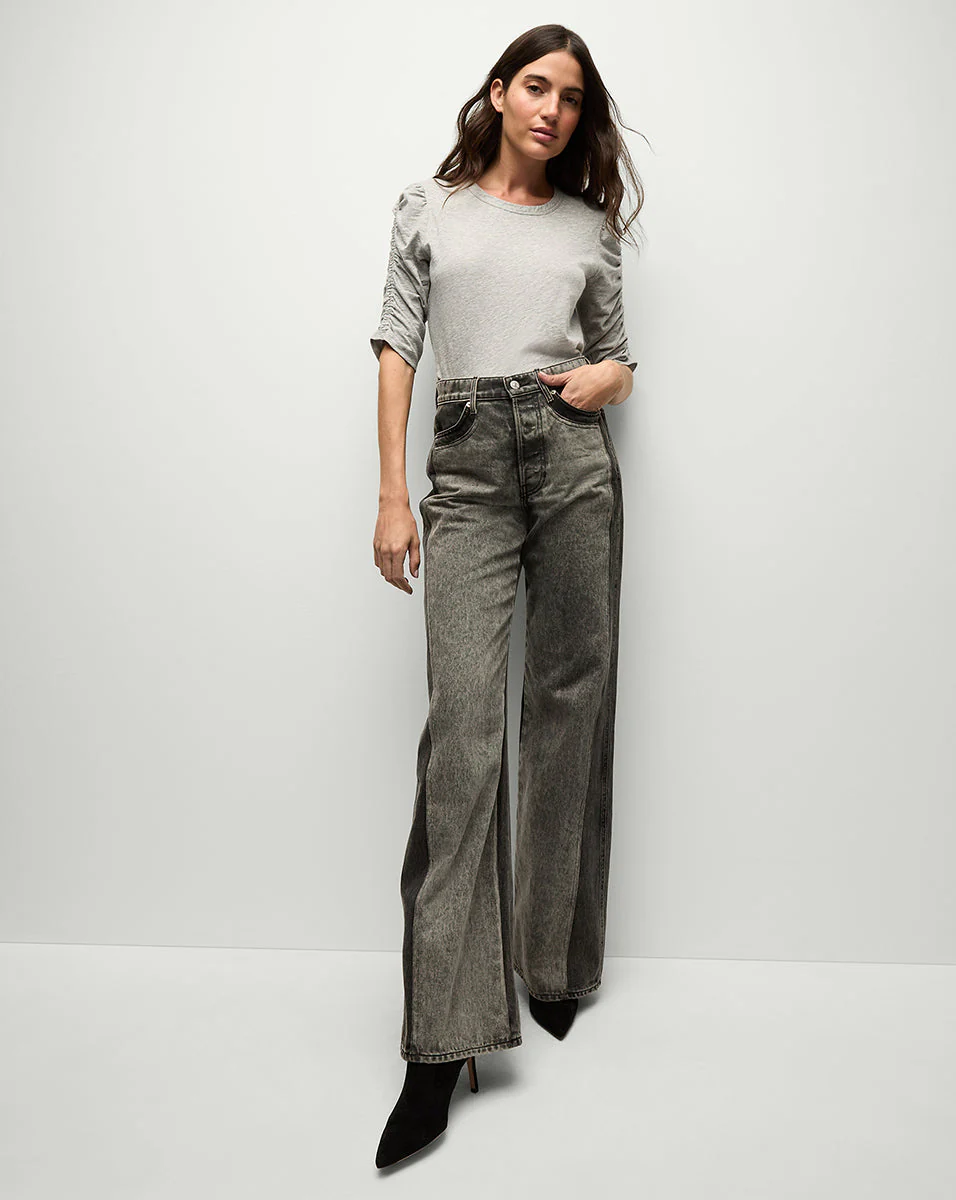 Veronica Beard - Waldorf Ruched - Sleeve Slub T - Shirt - Image 7