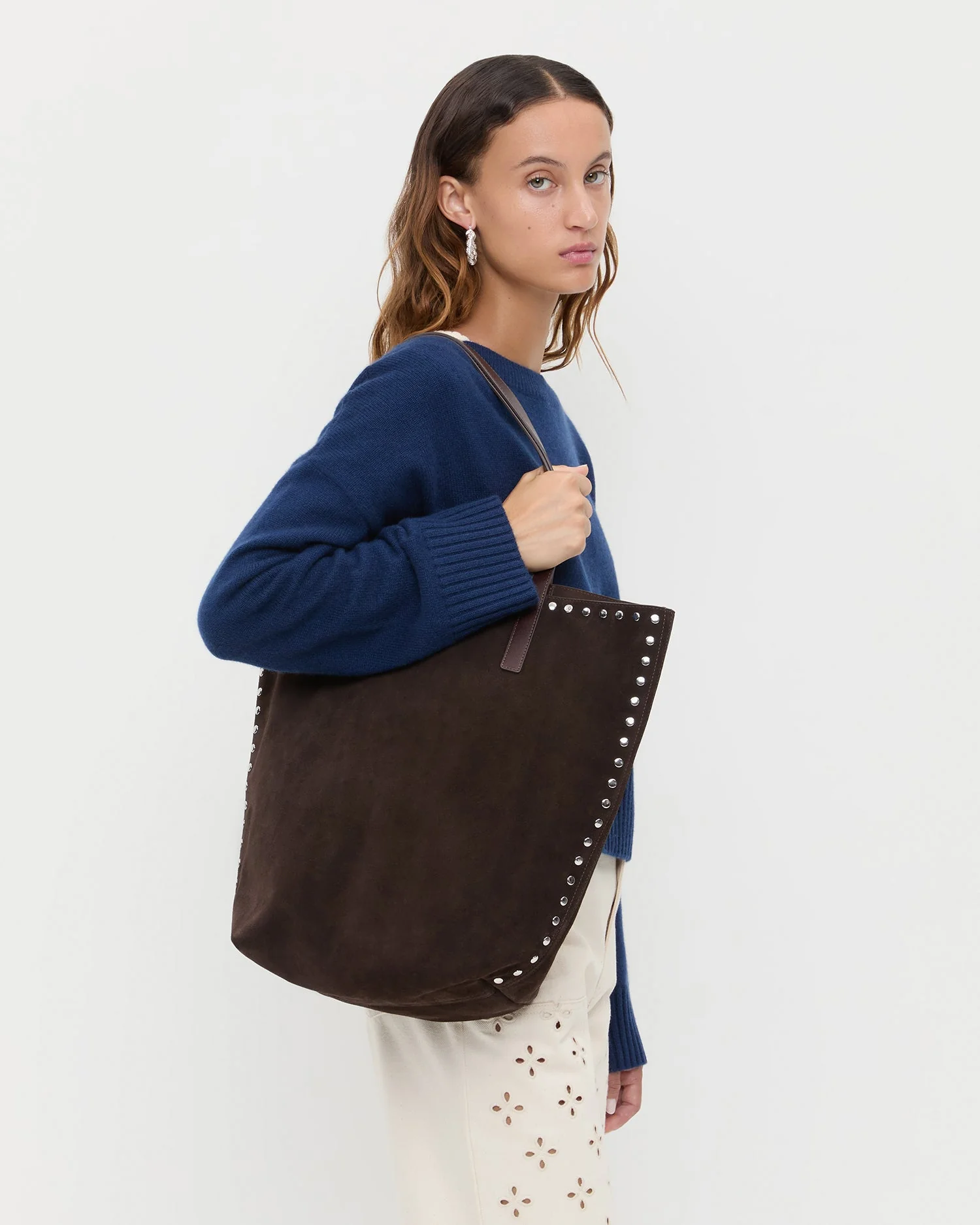 Loeffler Randall - Walker Brown/Silver Suede Tote - Image 5