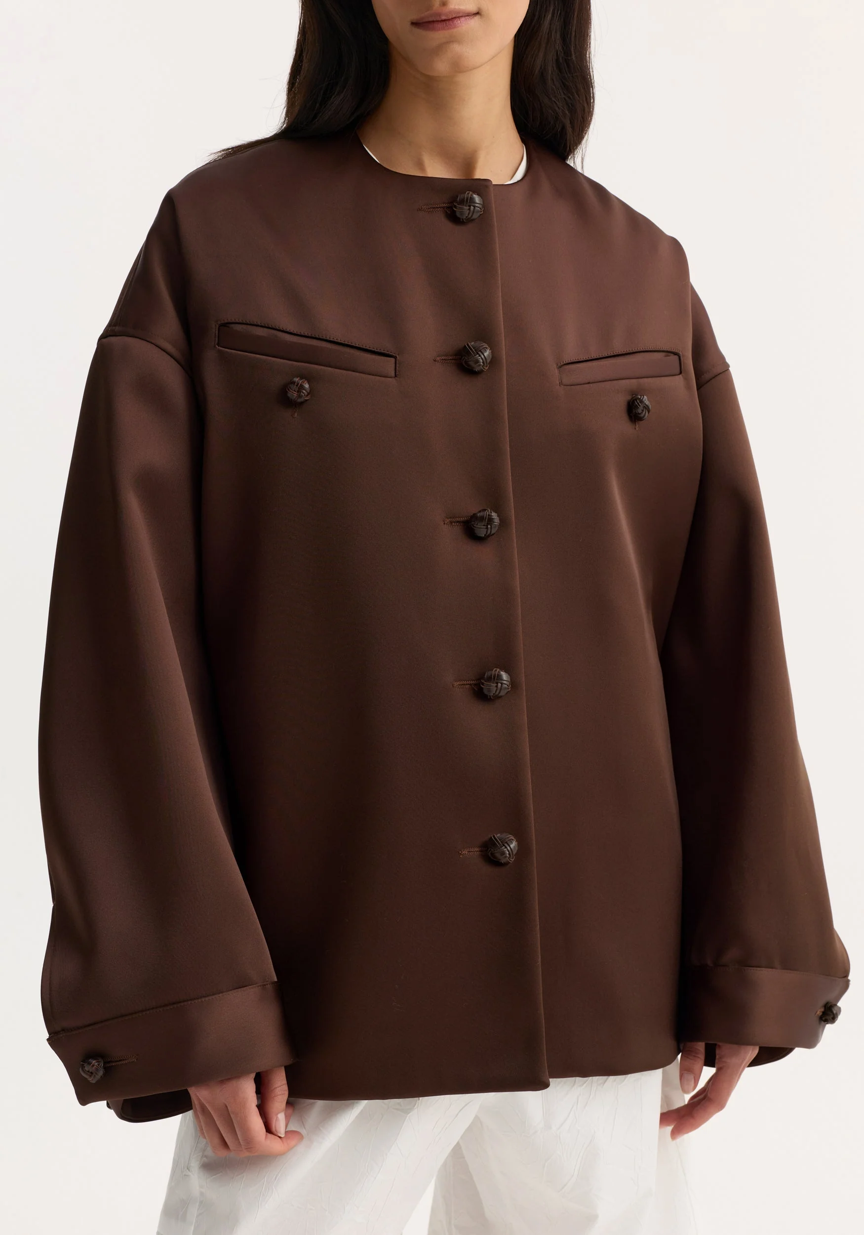 ROHE - Western heavy satin jacket | espresso - Image 3