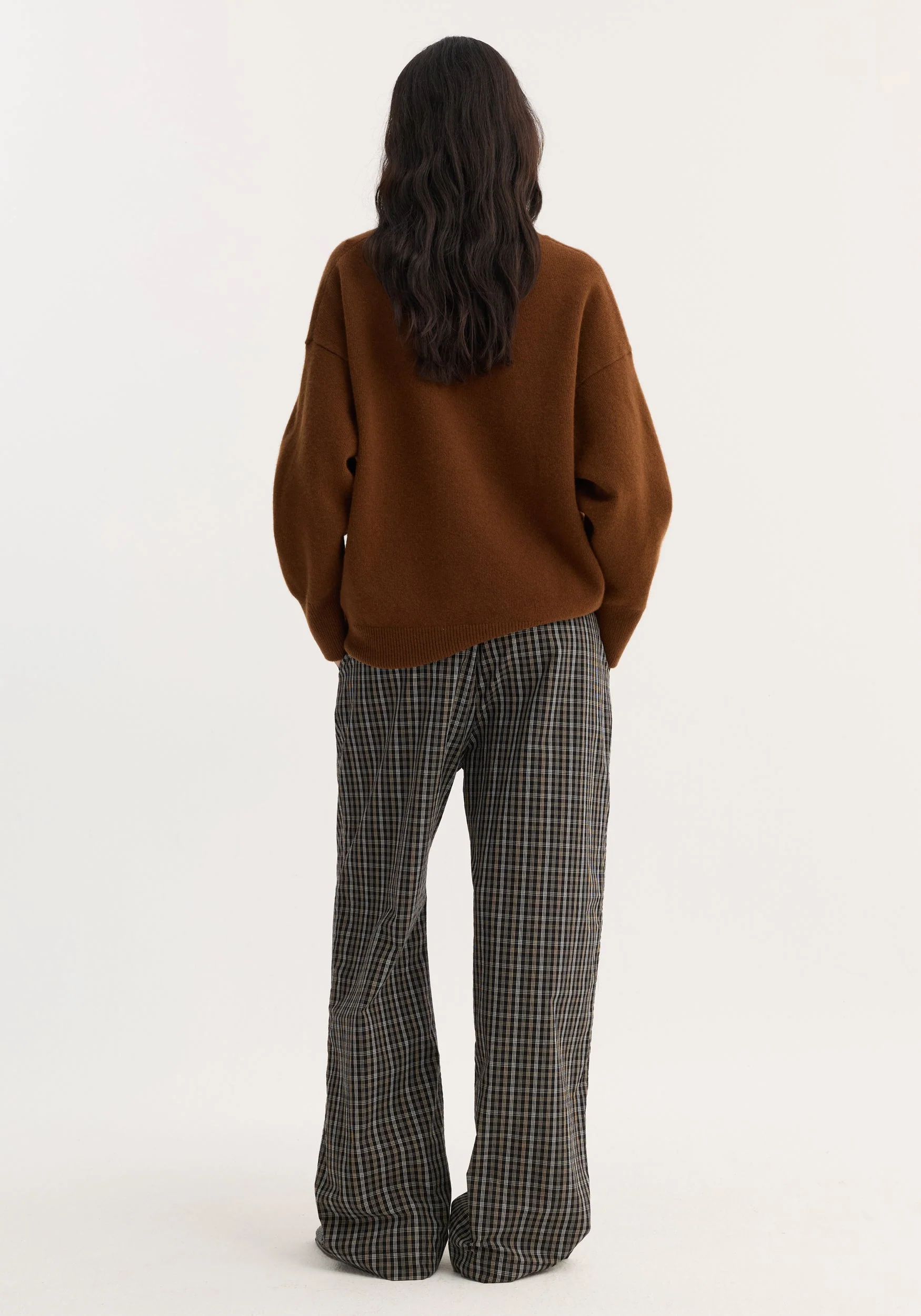 ROHE - Relaxed fit trousers | black / brown check - Image 5