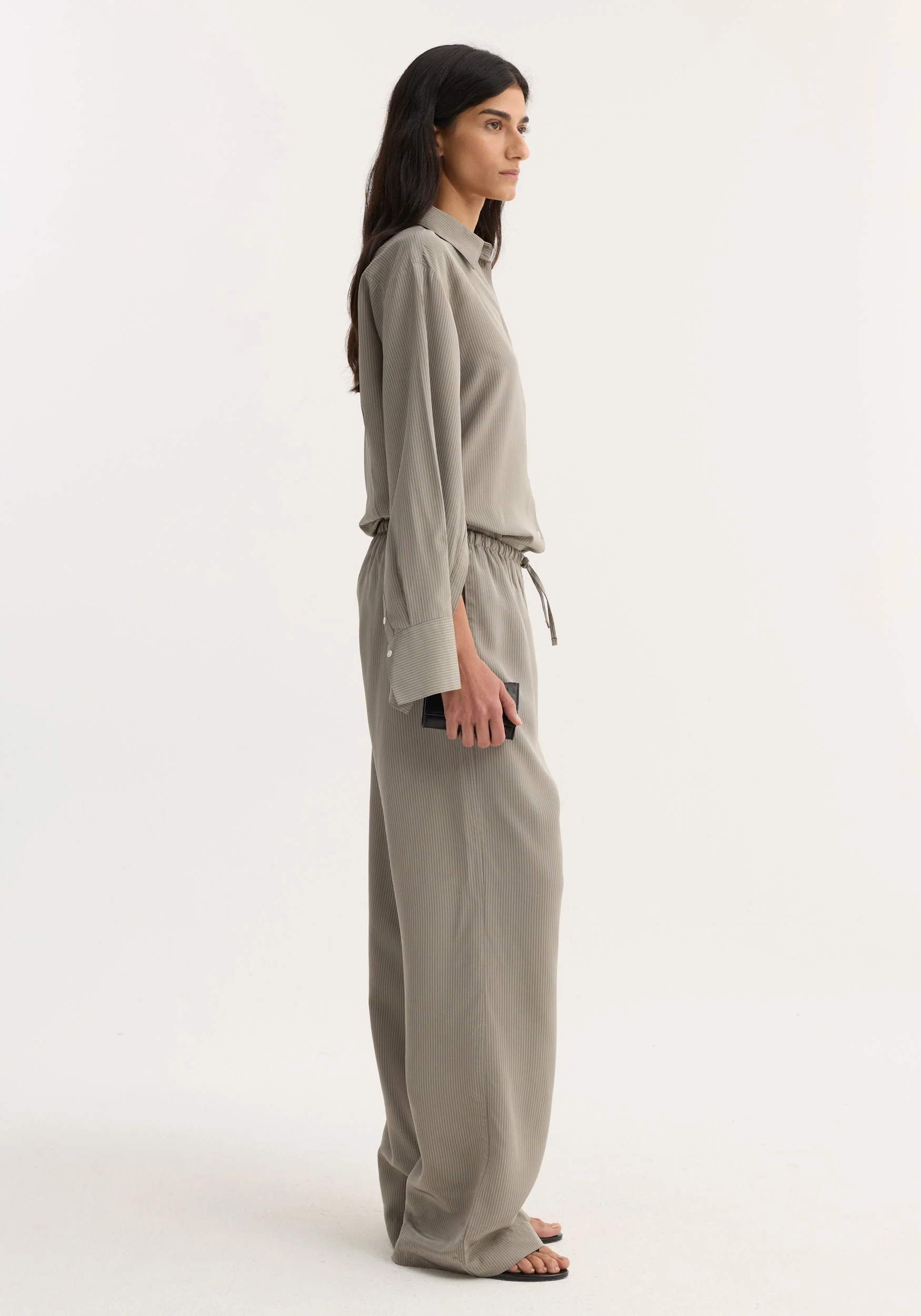 ROHE - Relaxed fit trousers | light grey stripe - Image 4