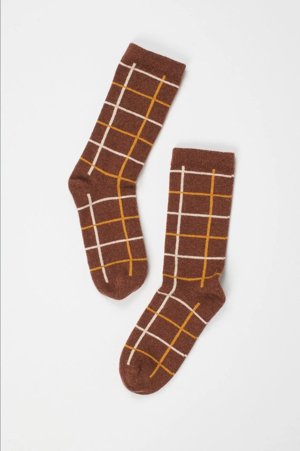 Jamie Haller - Windowpane Crew Socks in Acorn - Image 5