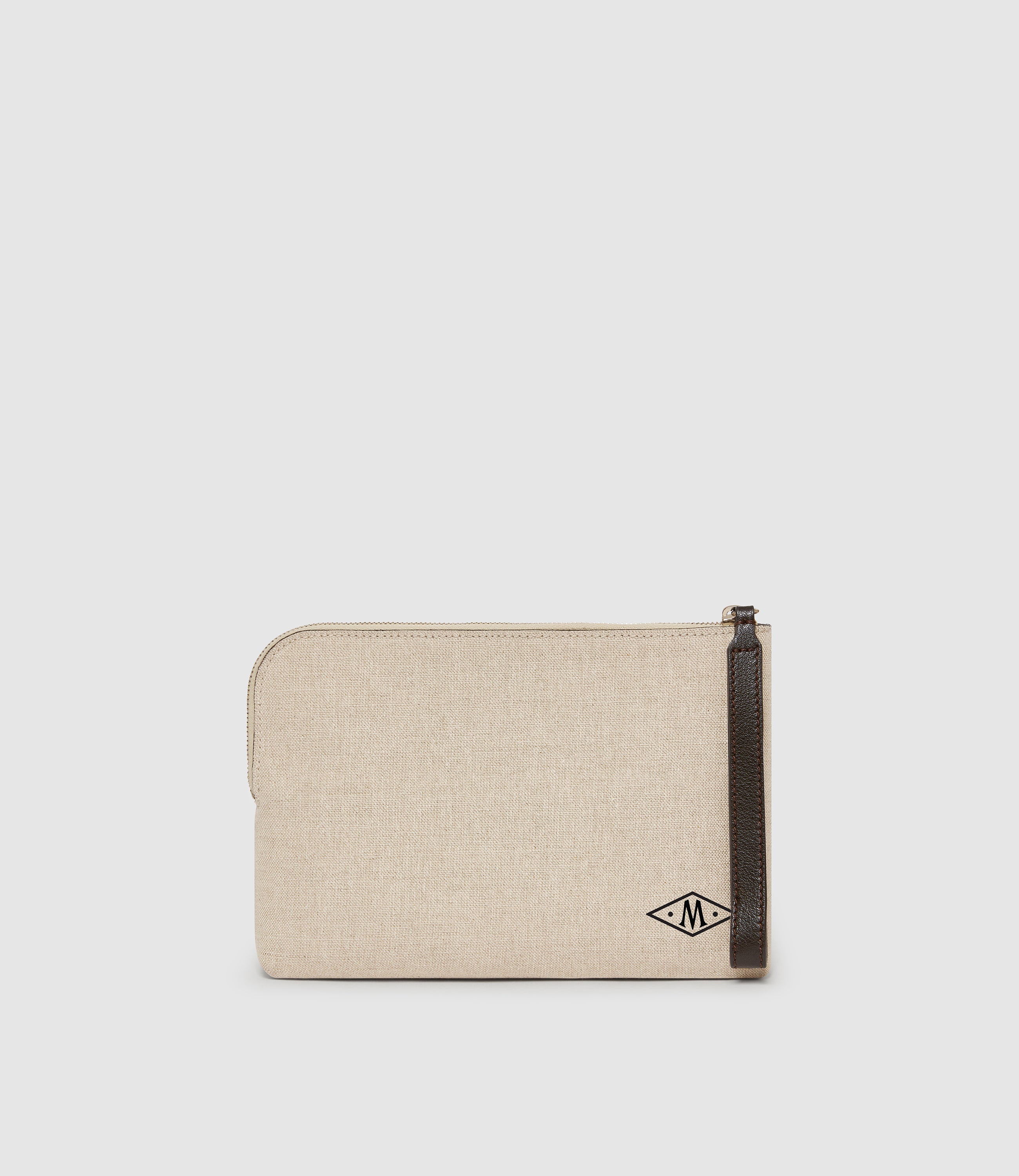 Metier - Wristlet Clutch Natural Linen With Elvis Cacao