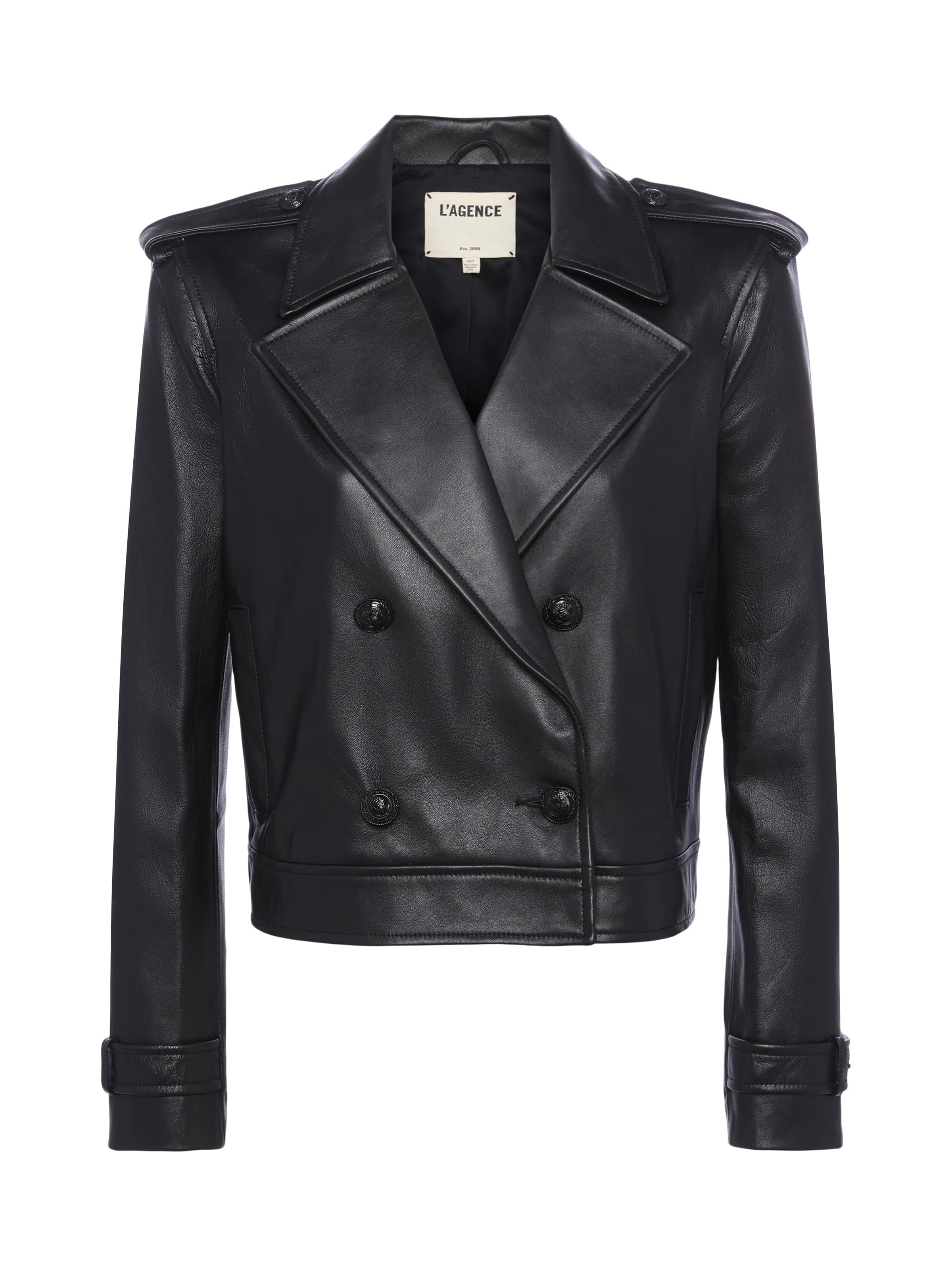 L'AGENCE - Xoey Cropped Leather Trench Coat - Image 9