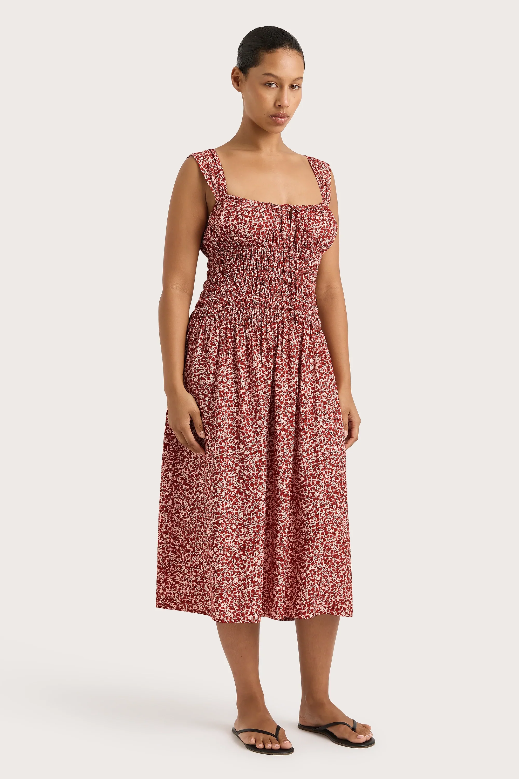 Faithfull - Yerres Midi Dress Peony Stamp Garnet - Final Sale - Image 3