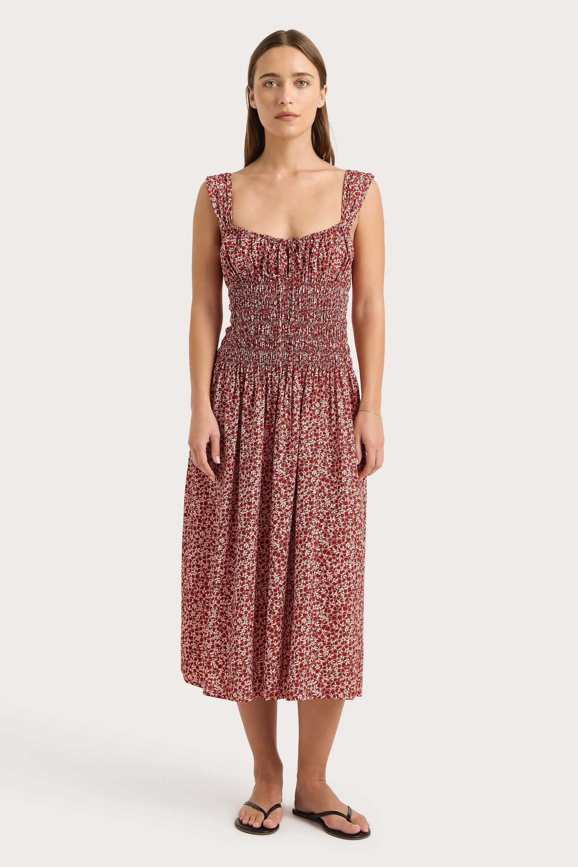 Faithfull - Yerres Midi Dress Peony Stamp Garnet - Final Sale - Image 6