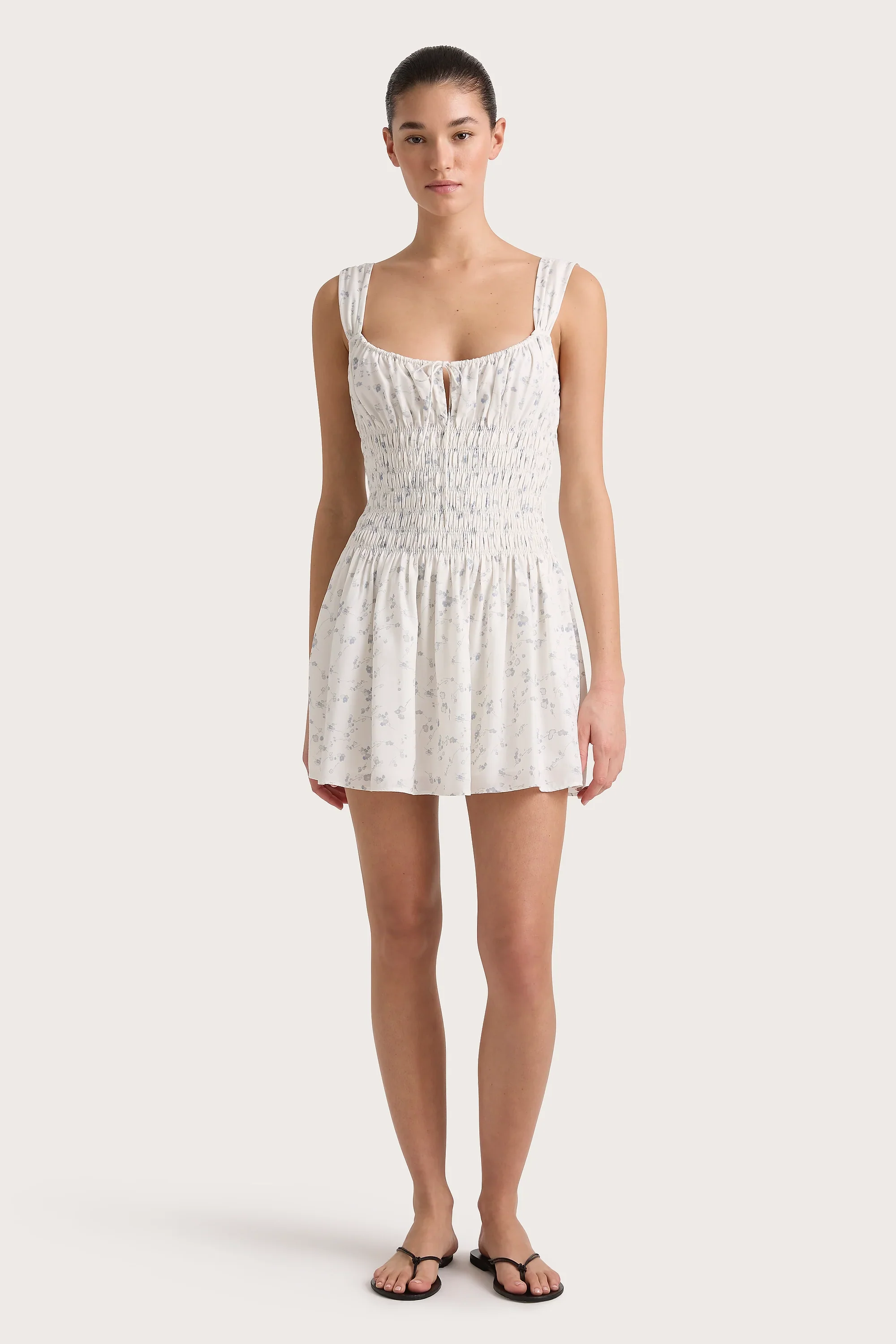 Faithfull - Yerres Mini Dress Blossom Egg Shell Powder Blue - Final Sale