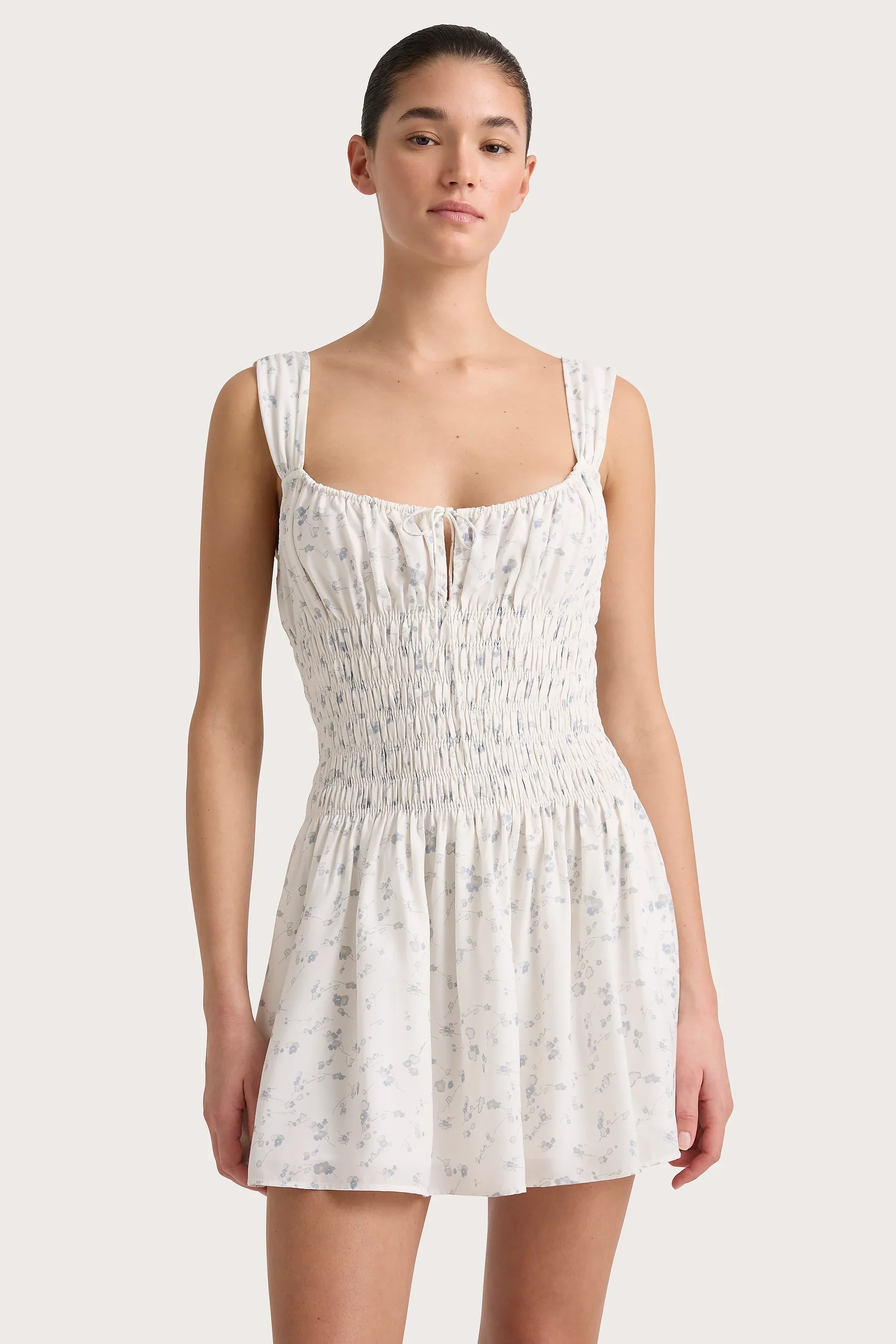 Faithfull - Yerres Mini Dress Blossom Egg Shell Powder Blue - Final Sale - Image 2