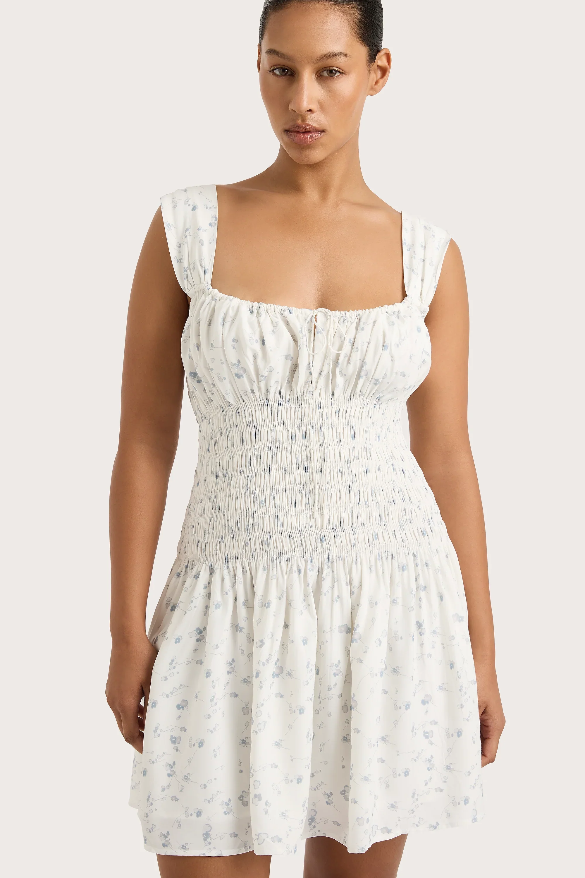 Faithfull - Yerres Mini Dress Blossom Egg Shell Powder Blue - Final Sale - Image 7