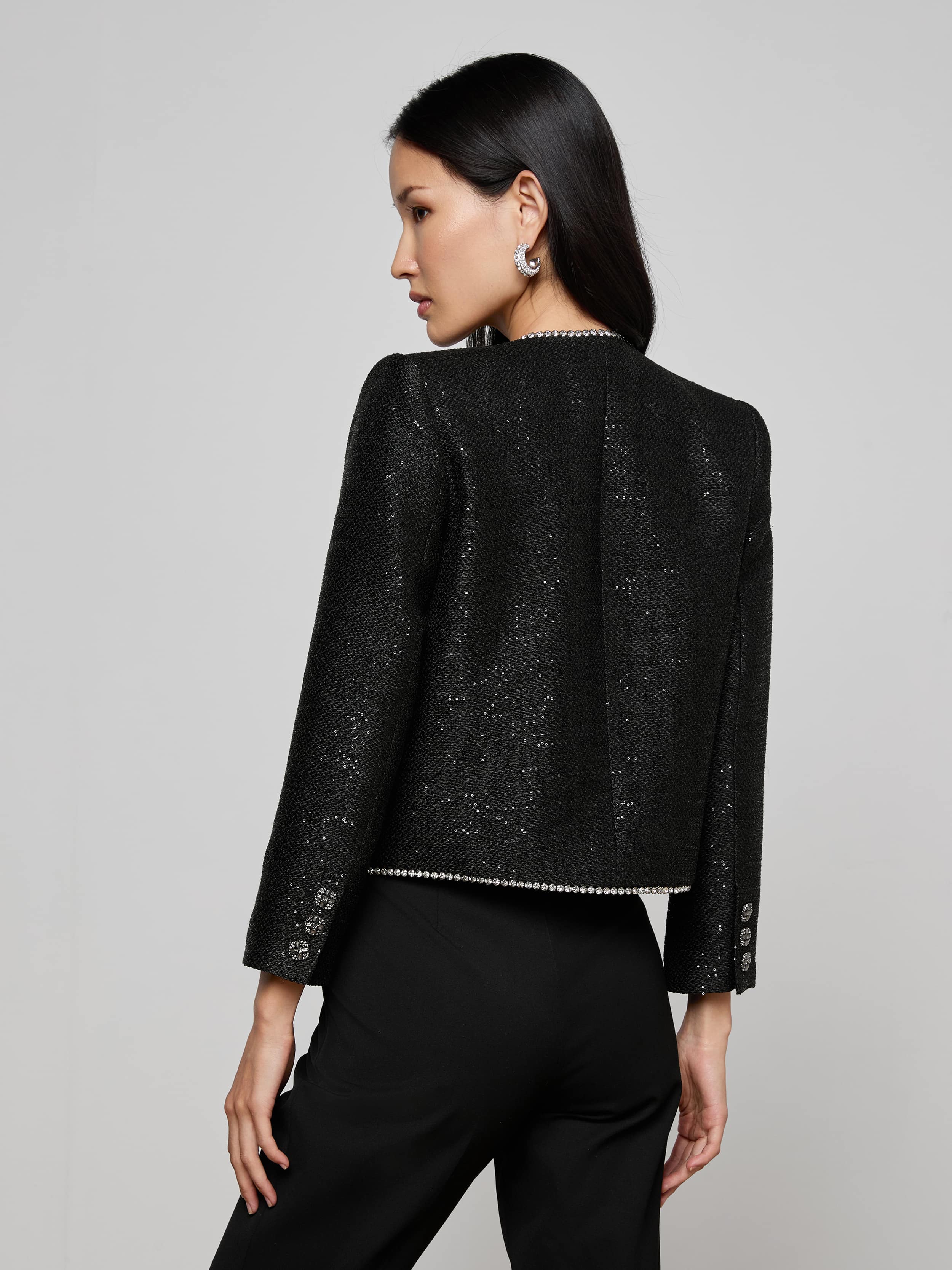 L'AGENCE - Zell Sequined Tweed Jacket - Image 10