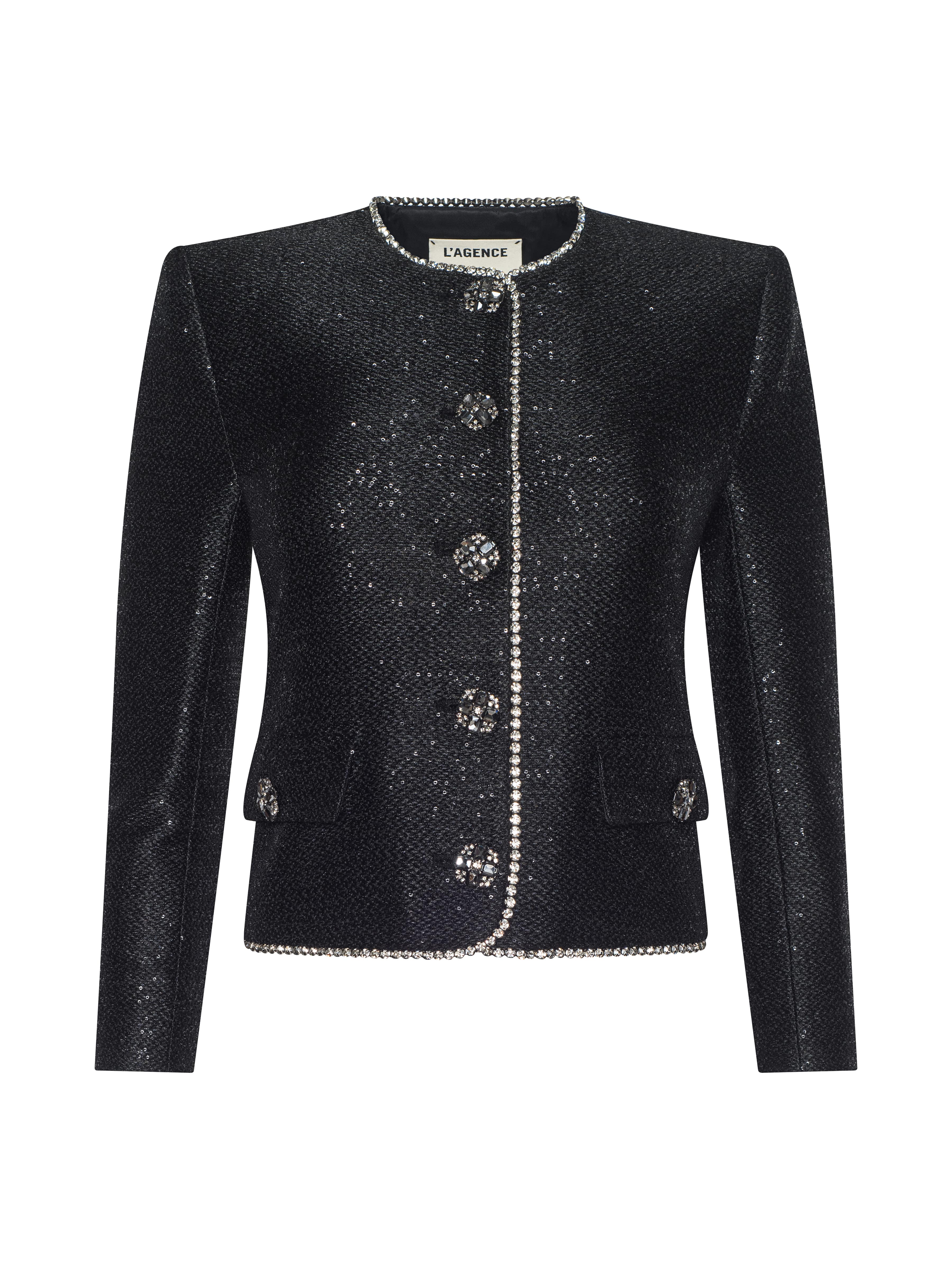 L'AGENCE - Zell Sequined Tweed Jacket - Image 12